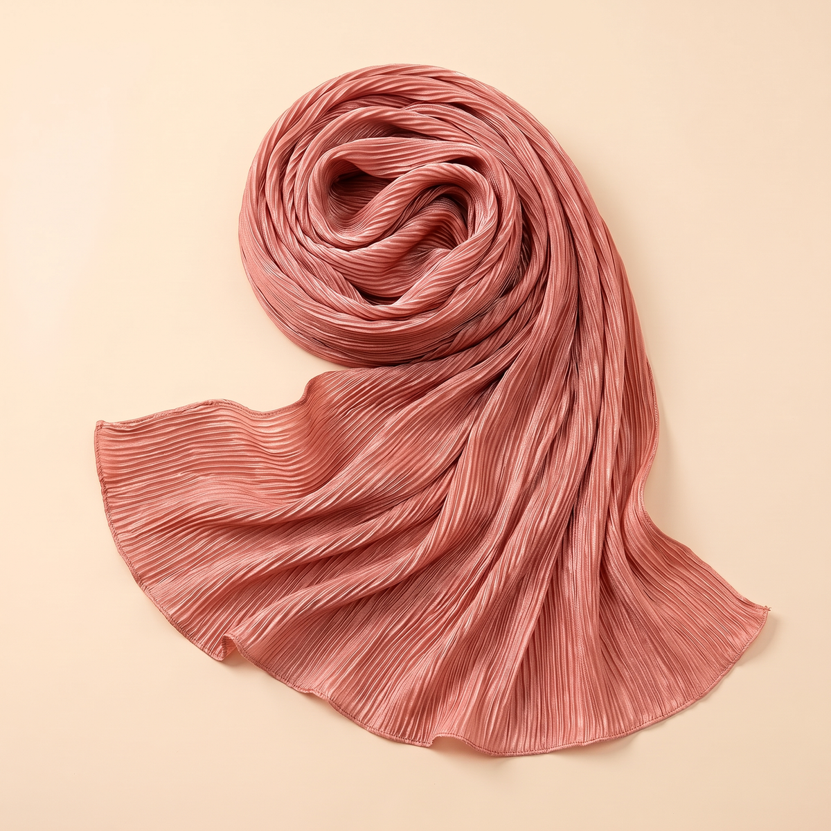 Pleated hijab shawl in rose