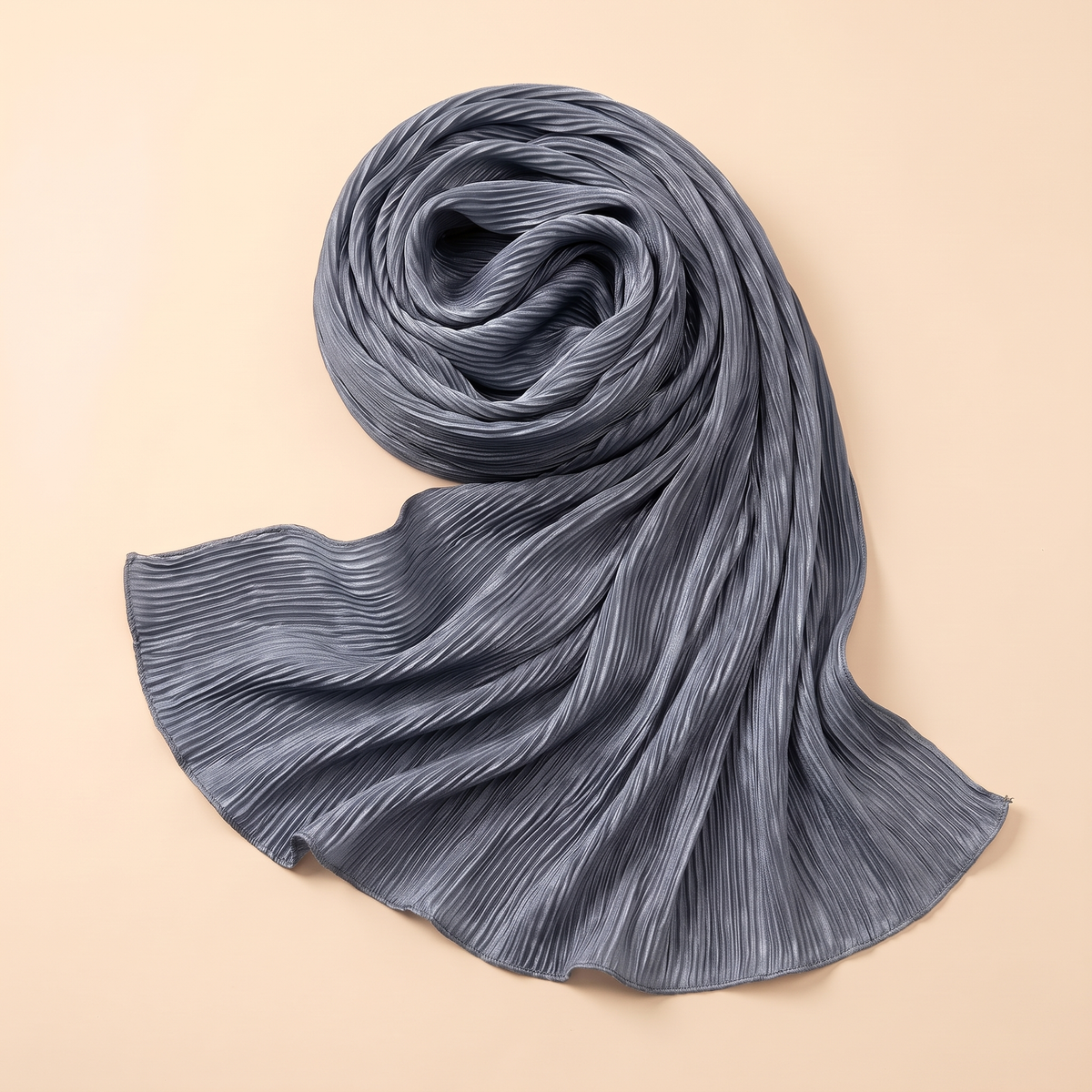 Pleated hijab shawl in dusty blue