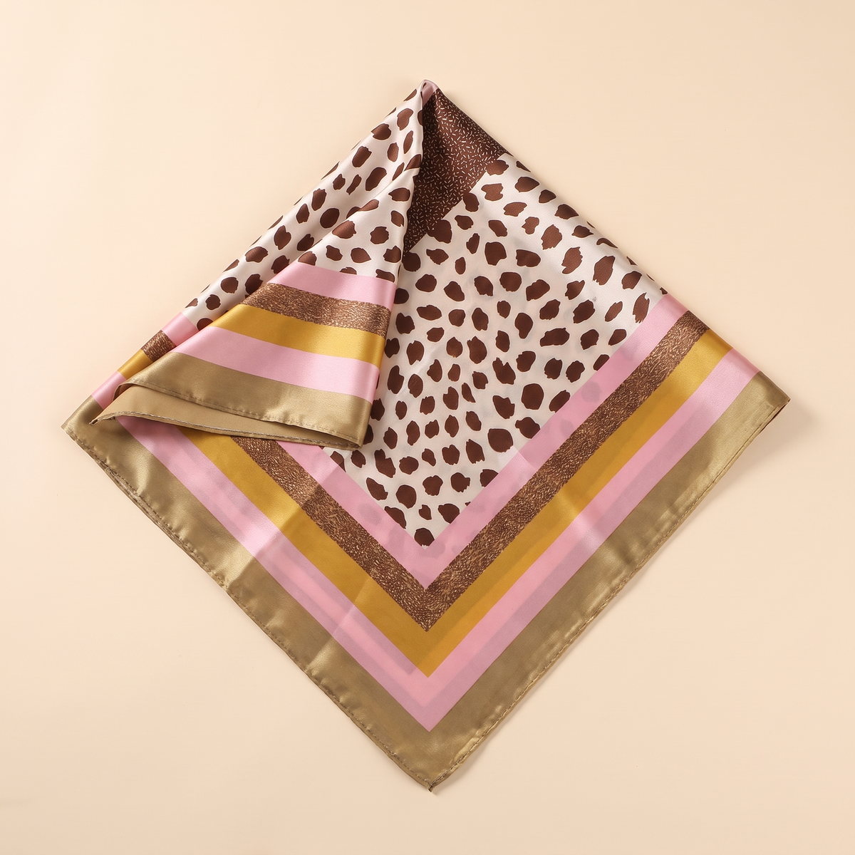 Talia satin square scarf, leopard gold