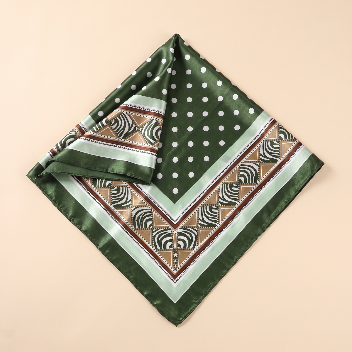 Talia satin square scarf, sage swirl