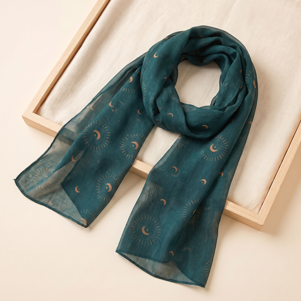 SITRĀ Double-Sided Ink Print Hijab — Emerald Moons