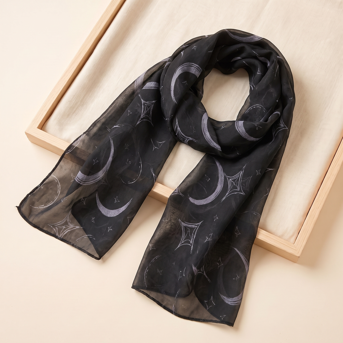 SITRĀ Double-Sided Ink Print Hijab — Midnight Moons