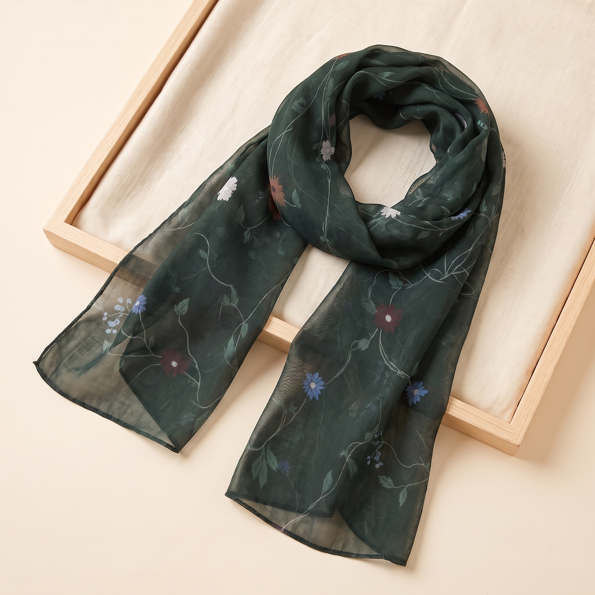 SITRĀ Double-Sided Ink Print Hijab — Forest Vine Floral