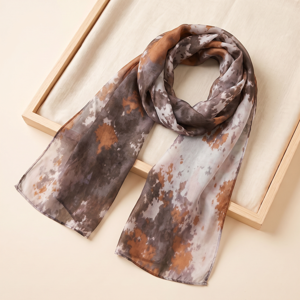 SITRĀ Double-Sided Ink Print Hijab — Rust Tie-Dye