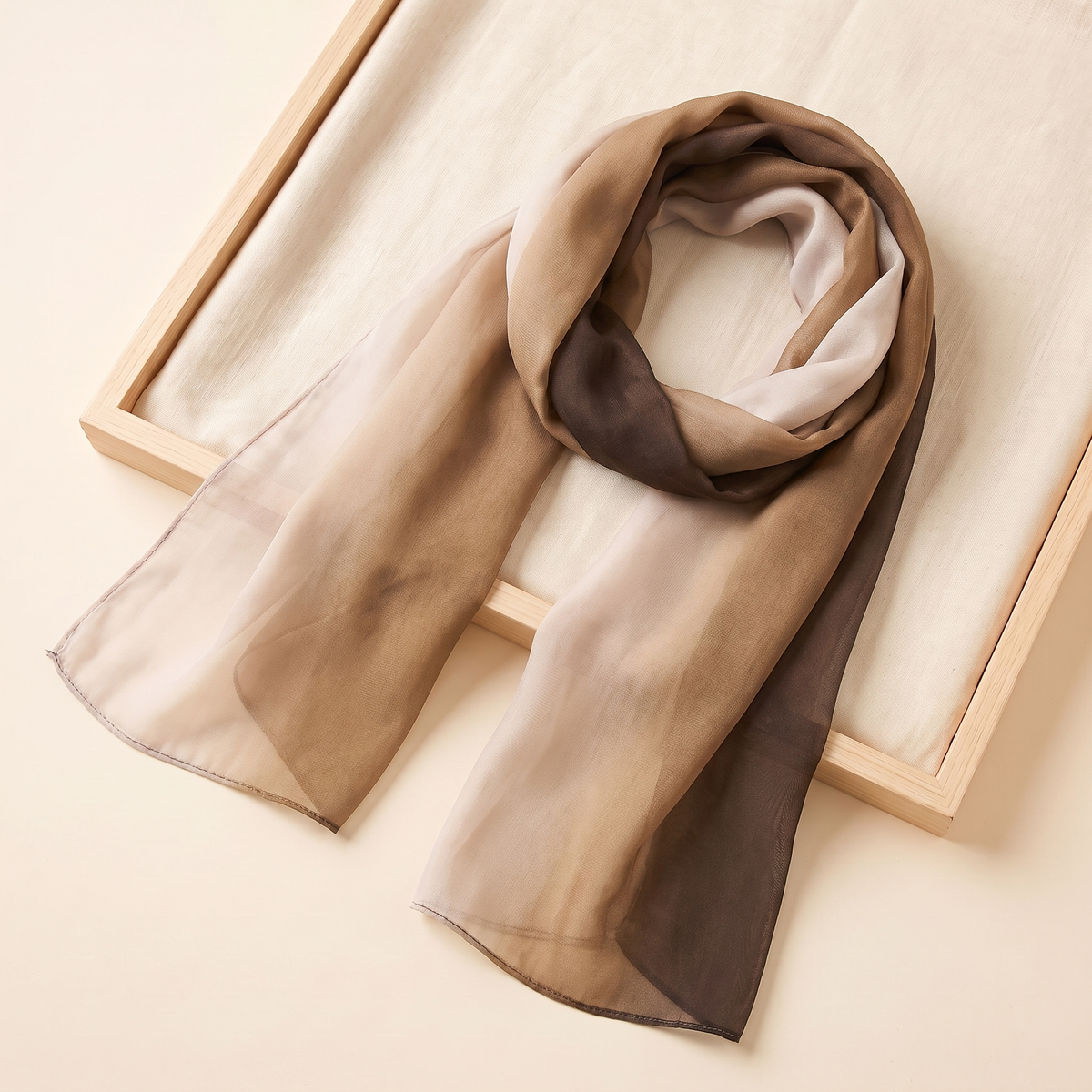 SITRĀ Double-Sided Ink Print Hijab — Cream to Mocha Ombré
