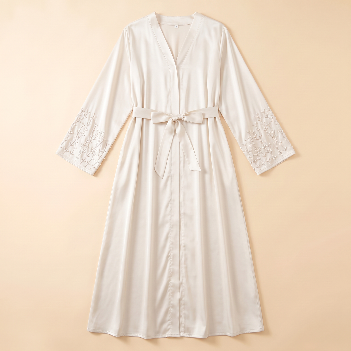 Ceyda Beaded Open Abaya in White