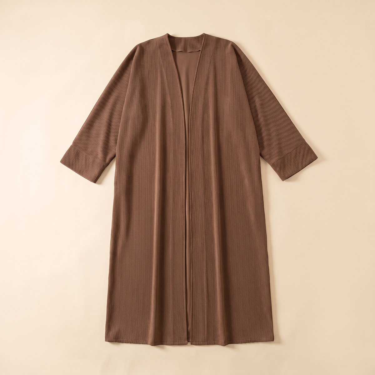 Corduroy Open Abaya in Brown