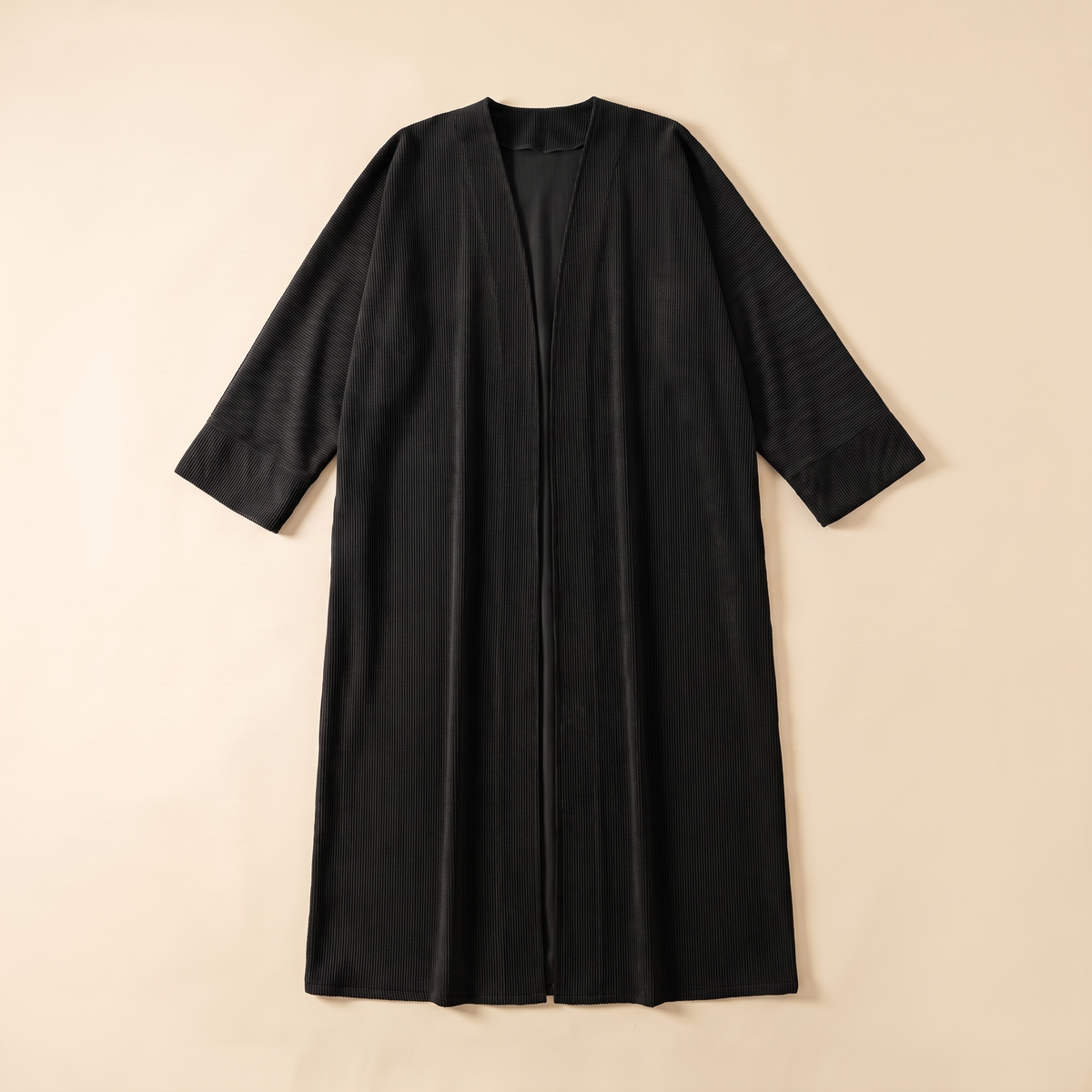 Corduroy Open Abaya in Black