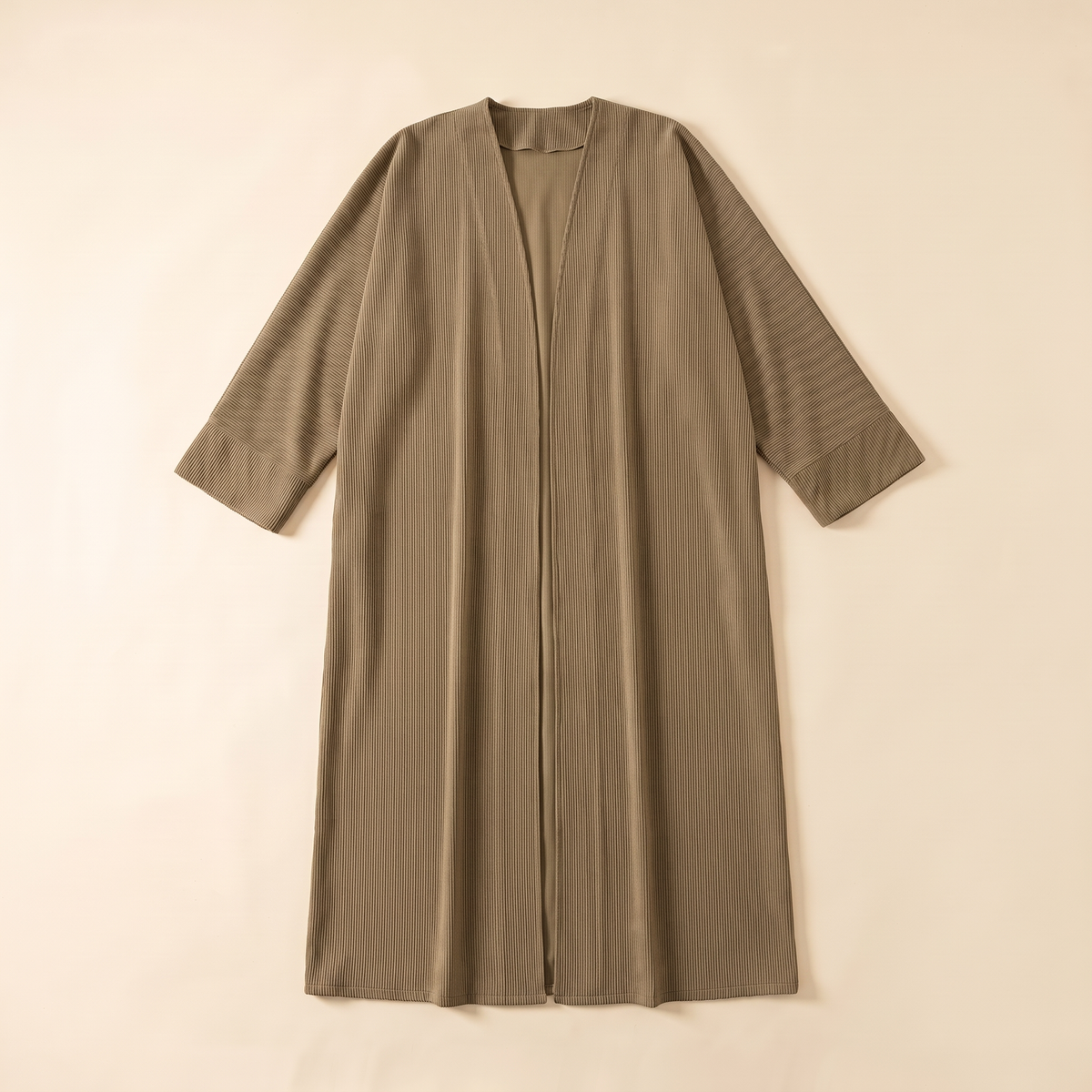 Corduroy Open Abaya in Khaki