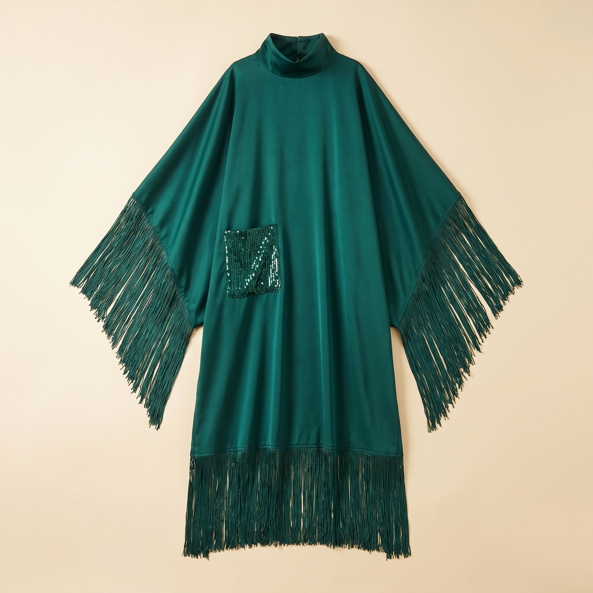 Derya Tasseled Open Abaya in Emerald