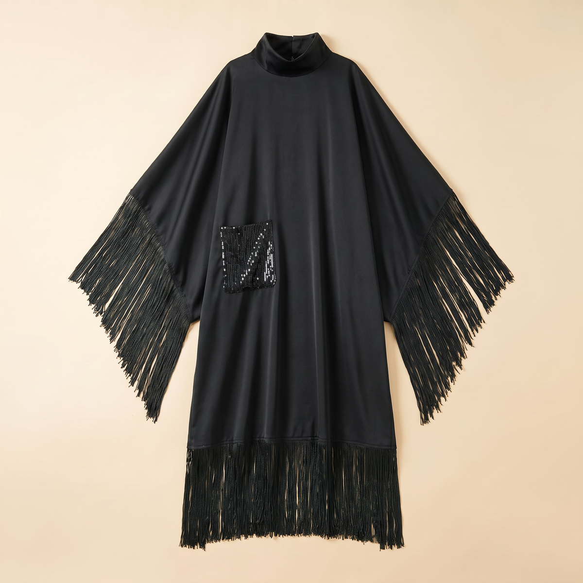 Derya Tasseled Open Abaya in Black