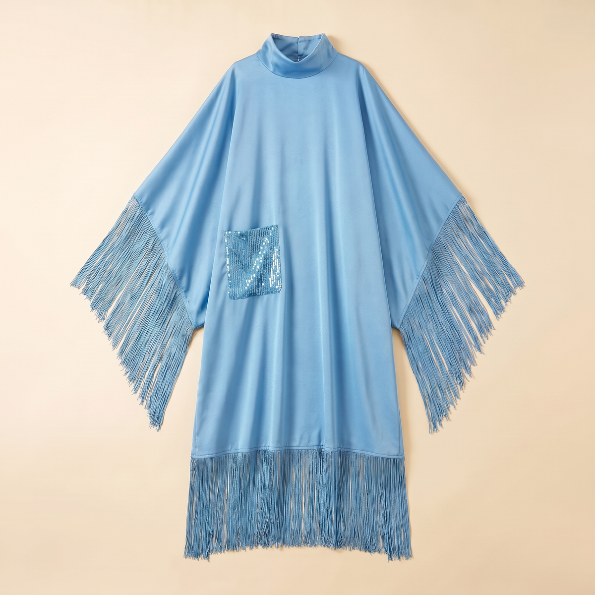 Derya Tasseled Open Abaya in Sky Blue