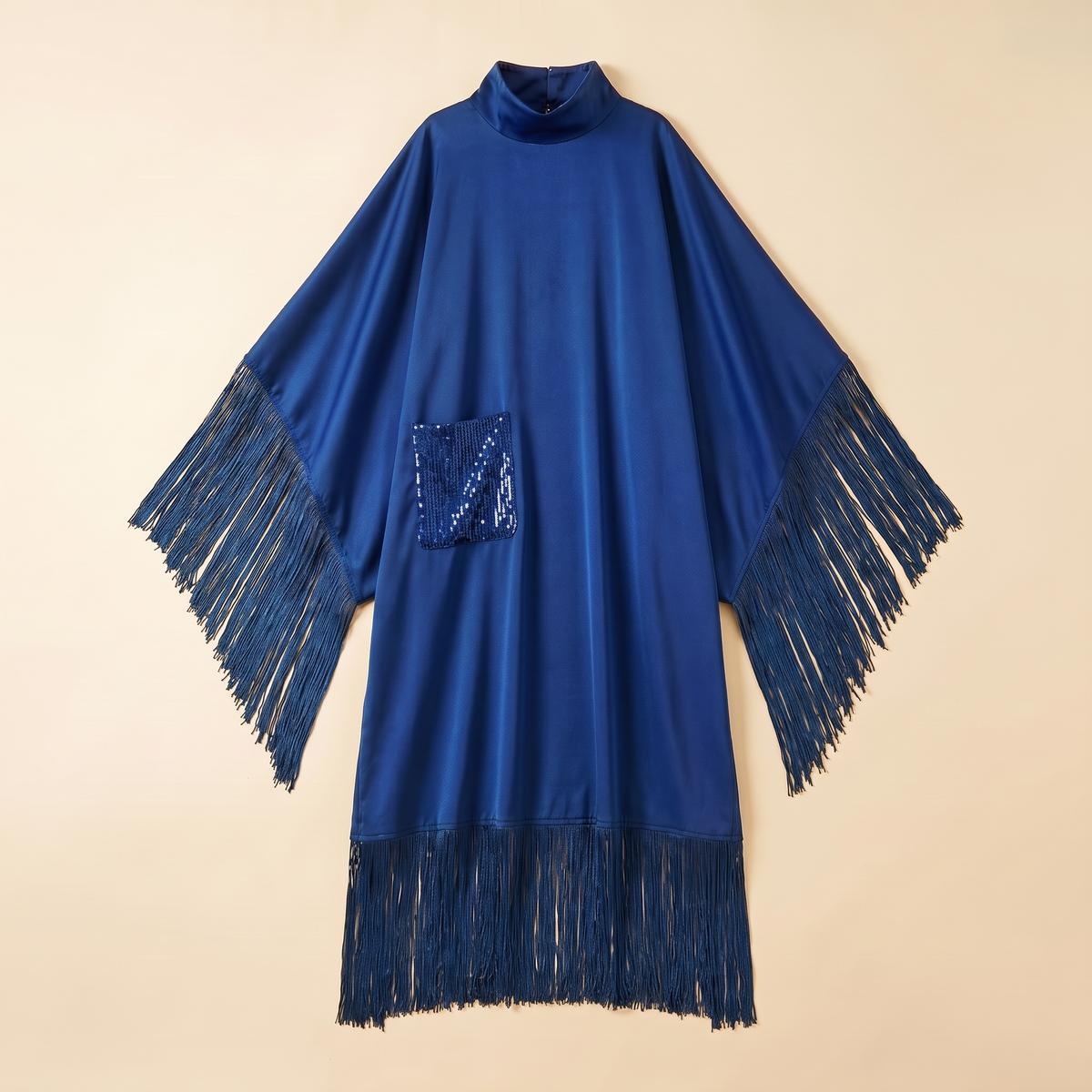 Derya Tasseled Open Abaya in Royal Blue