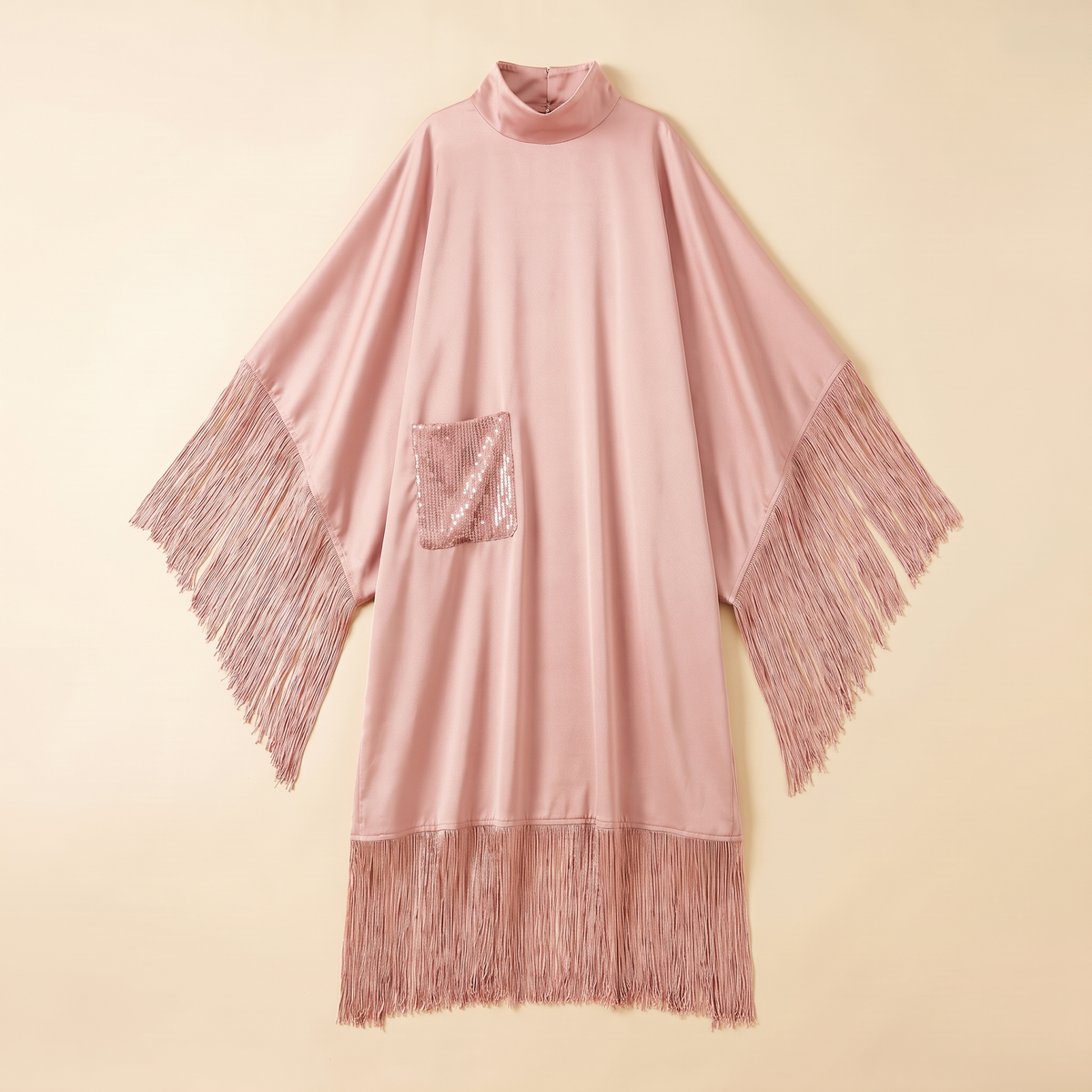 Derya Tasseled Open Abaya in Blush