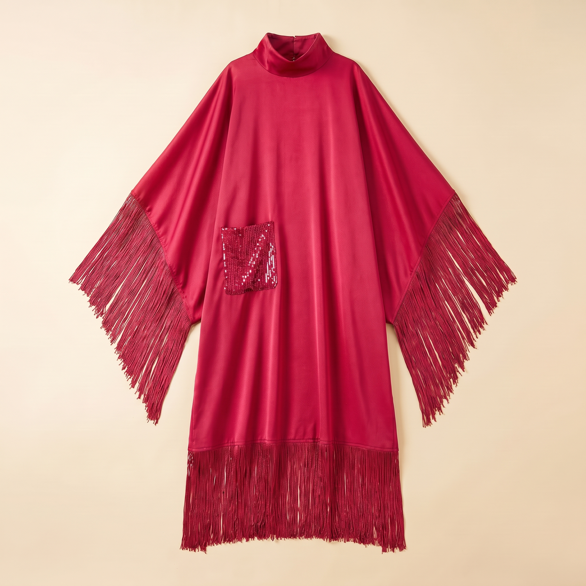 Derya Tasseled Open Abaya in Fuchsia
