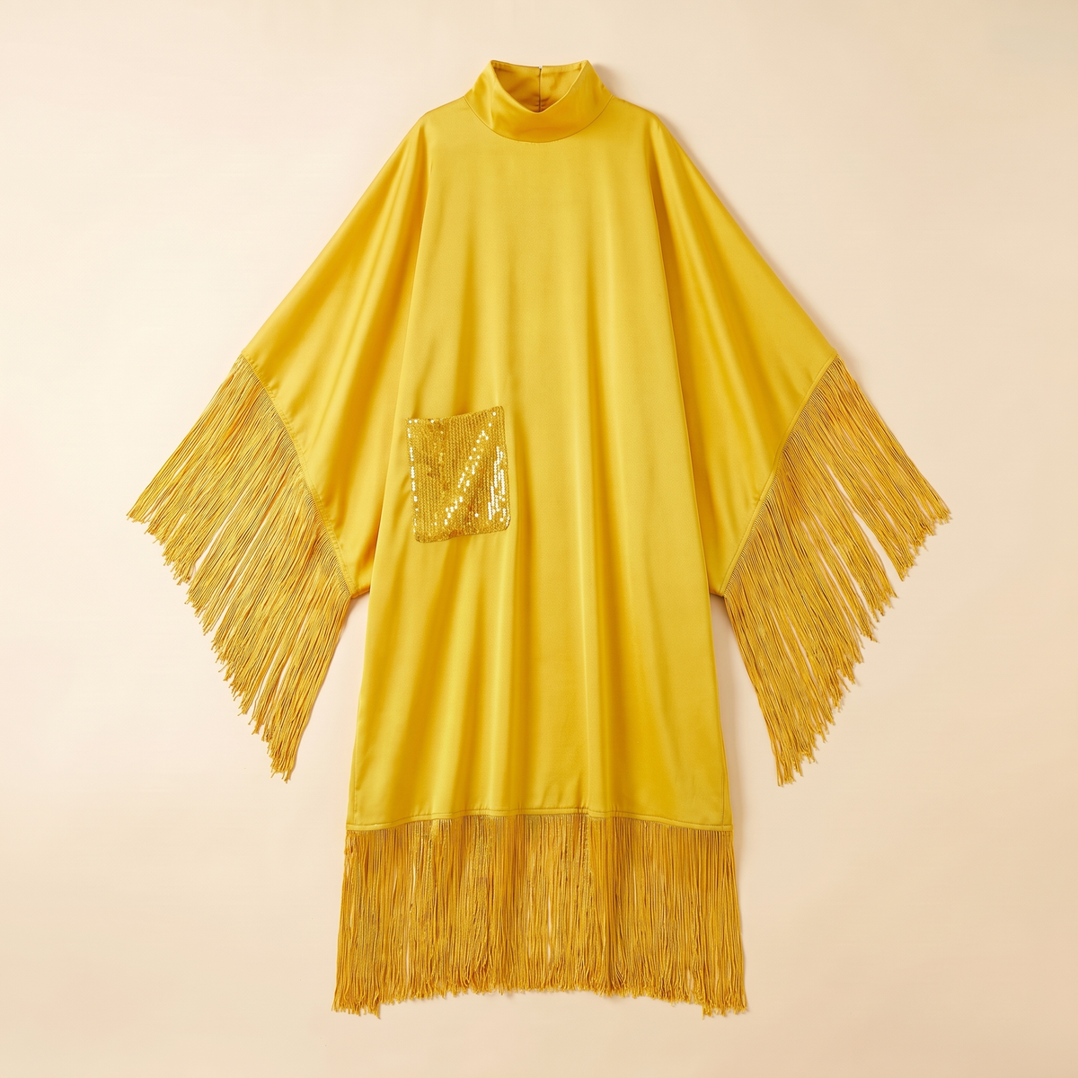 Derya Tasseled Open Abaya in Yellow