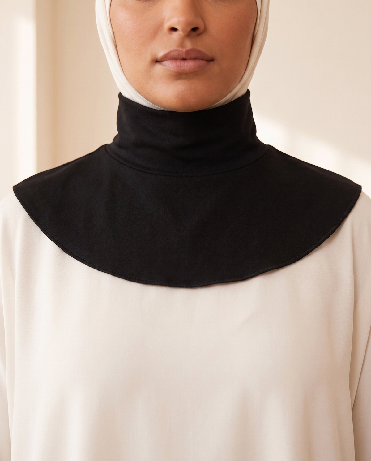 Detachable High-Neck Collar in Black, worn