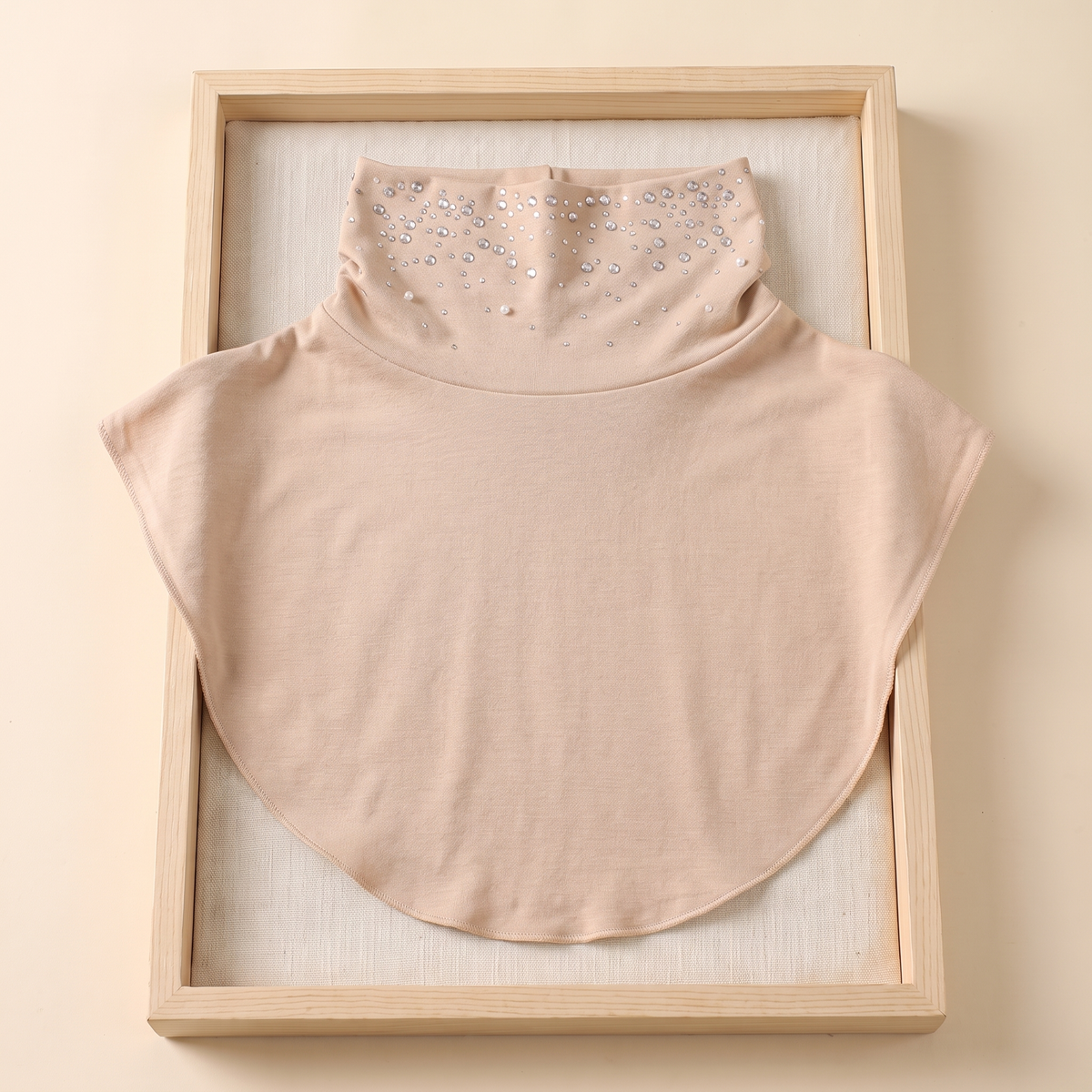 Detachable High-Neck Collar in Nude Crystal