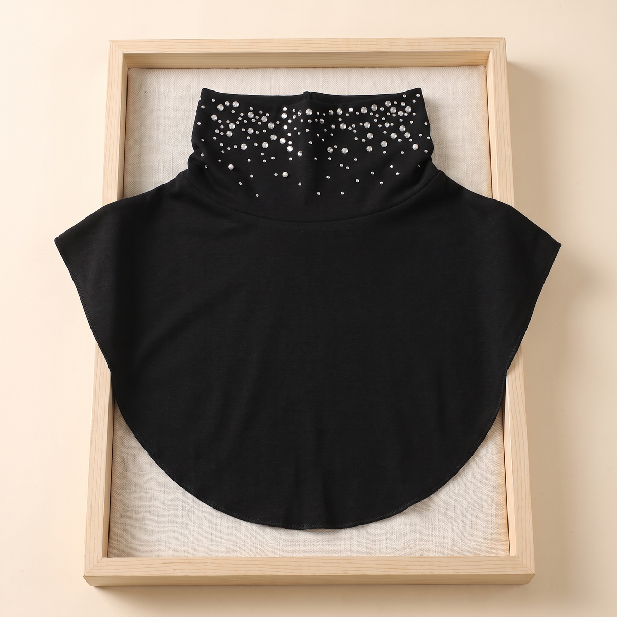 Detachable High-Neck Collar in Black Crystal