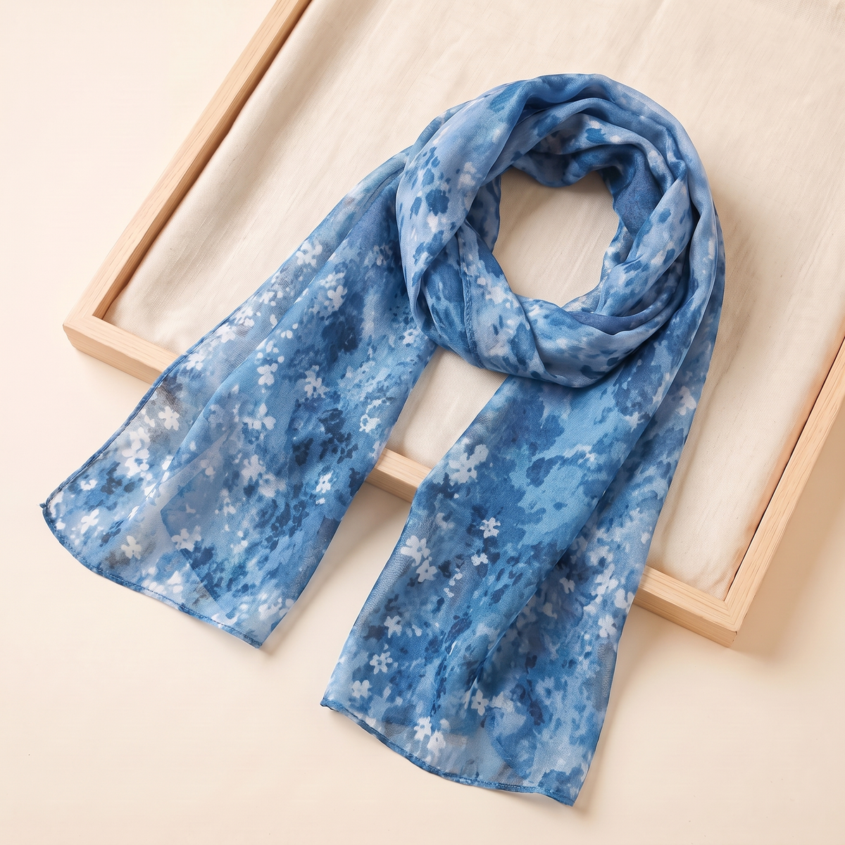 Ditsy Floral Print Hijab Shawl in Blue Ditsy Floral