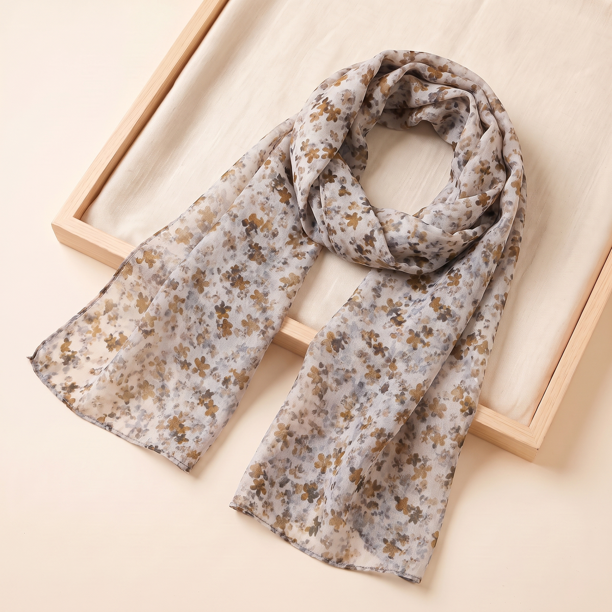 Ditsy Floral Print Hijab Shawl in Taupe Ditsy Floral