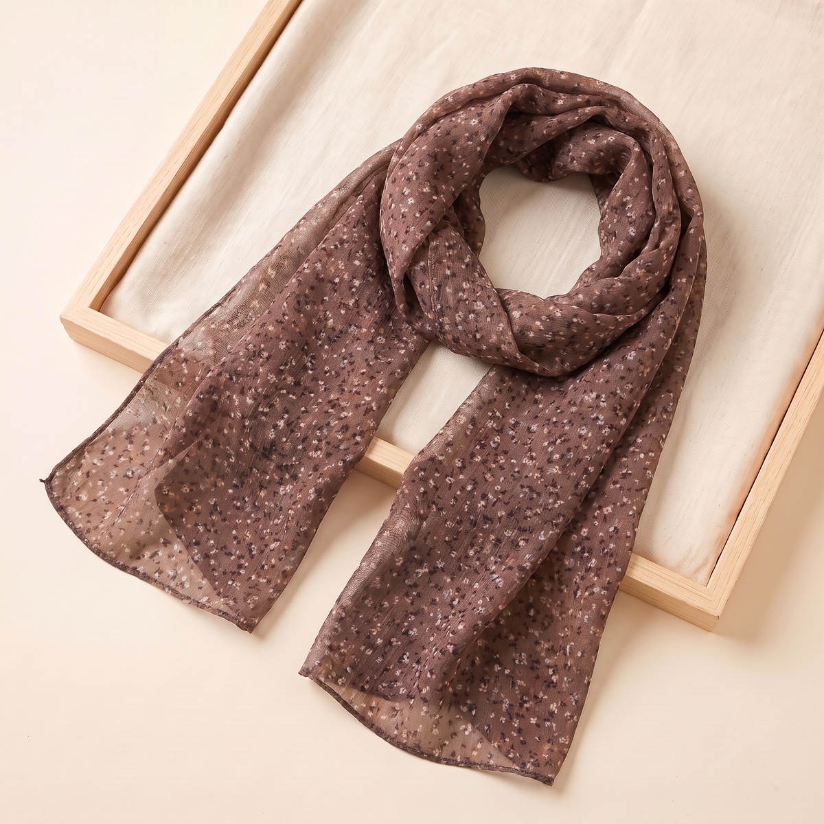 Ditsy Floral Print Hijab Shawl in Cocoa Ditsy