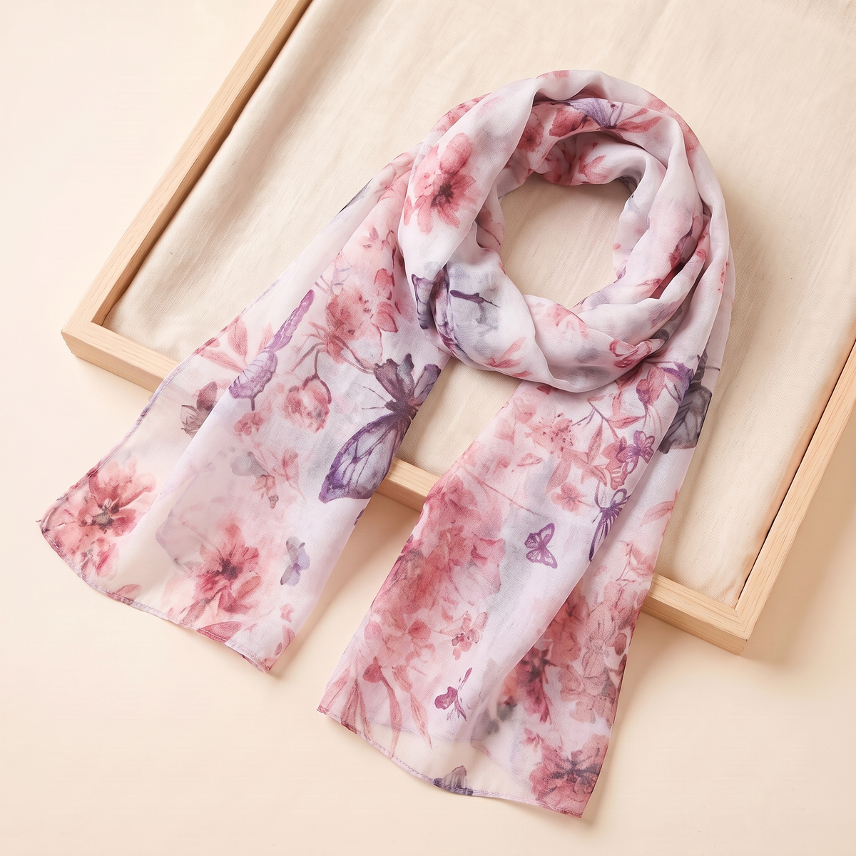 Ditsy Floral Print Hijab Shawl in Pink Floral