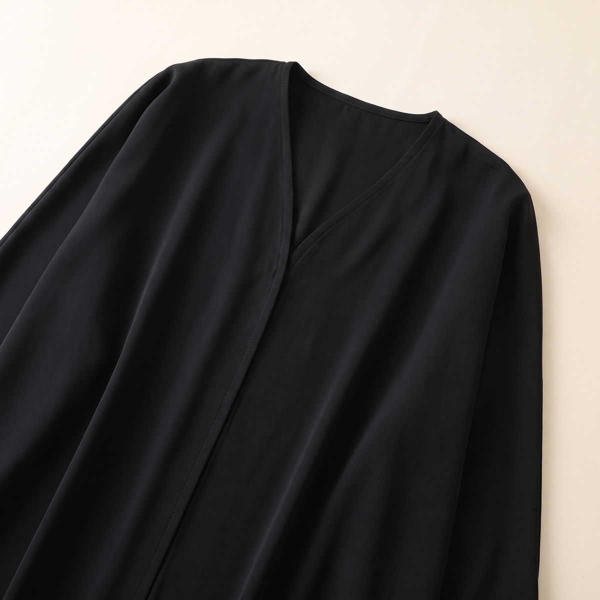 Flared Sleeve Abaya in Black – neckline detail