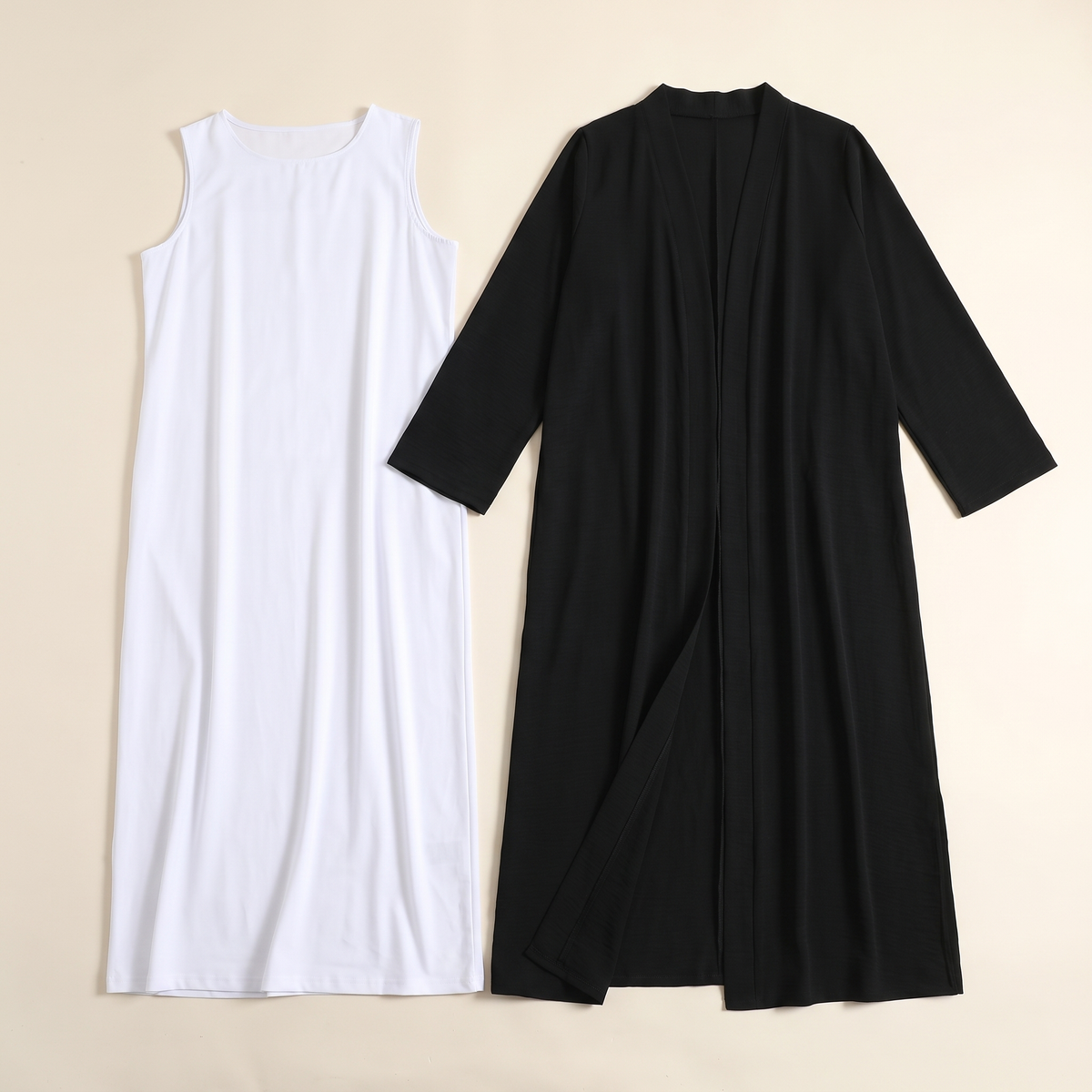 Everyday Two-Piece Open Abaya Set – Black
