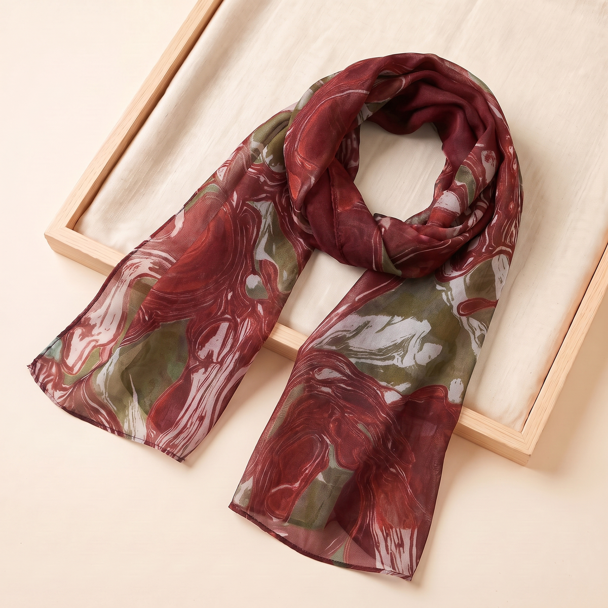 Everyday Printed Hijab Shawl – Burgundy Floral