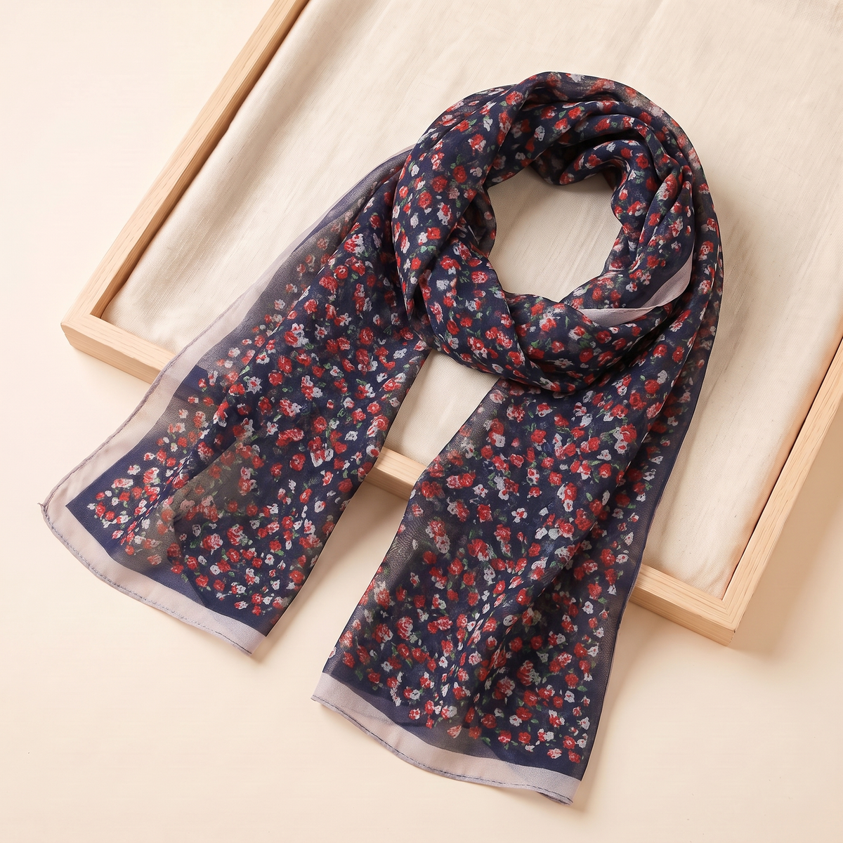 Floral Print Georgette Hijab – Burgundy Floral