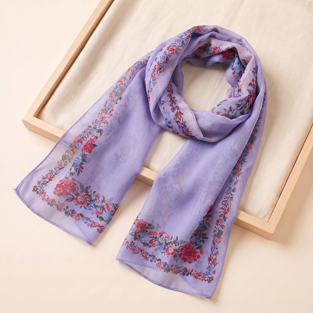 Floral Print Georgette Hijab – Lilac Floral