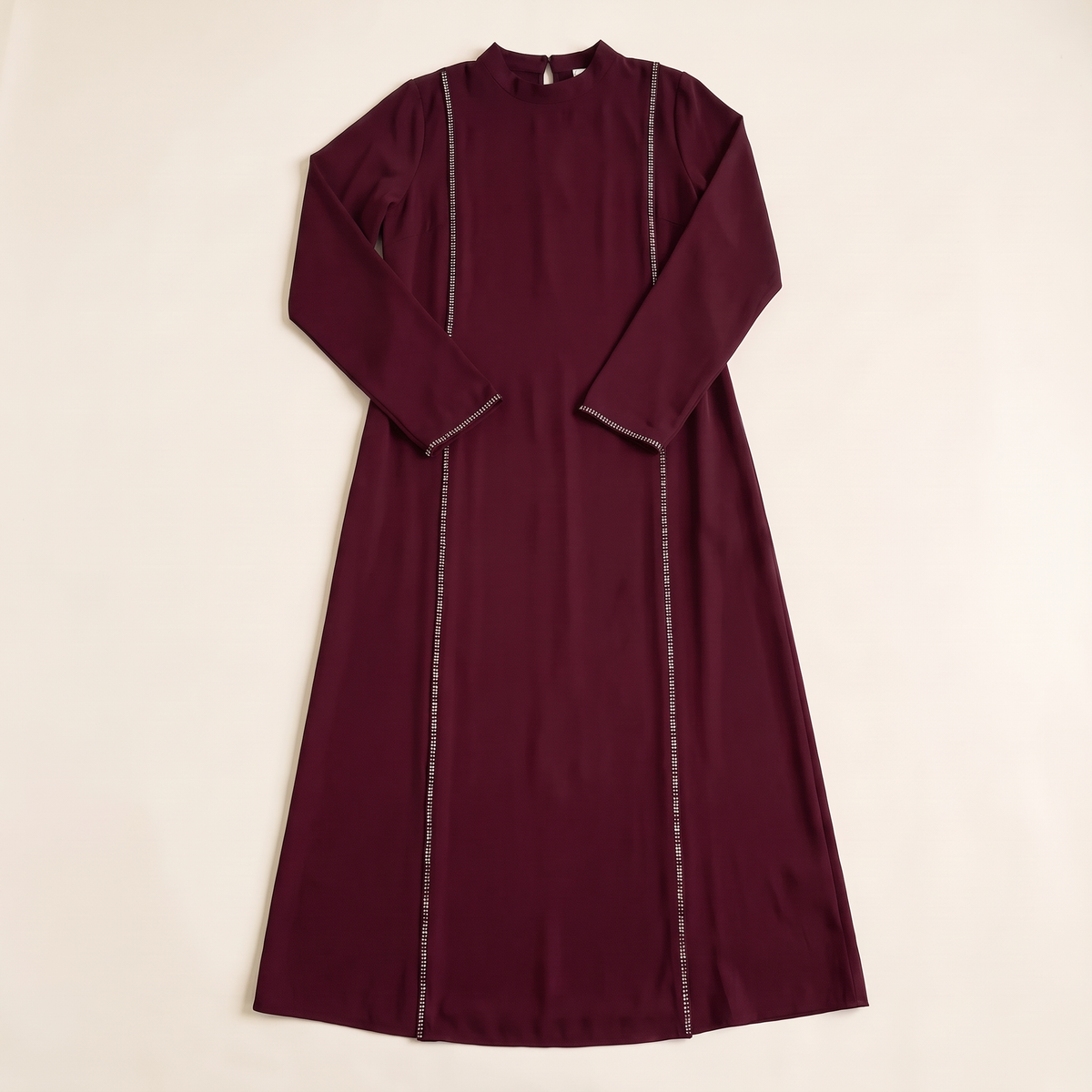 Everyday Abaya with Diamanté Detail – Wine Red