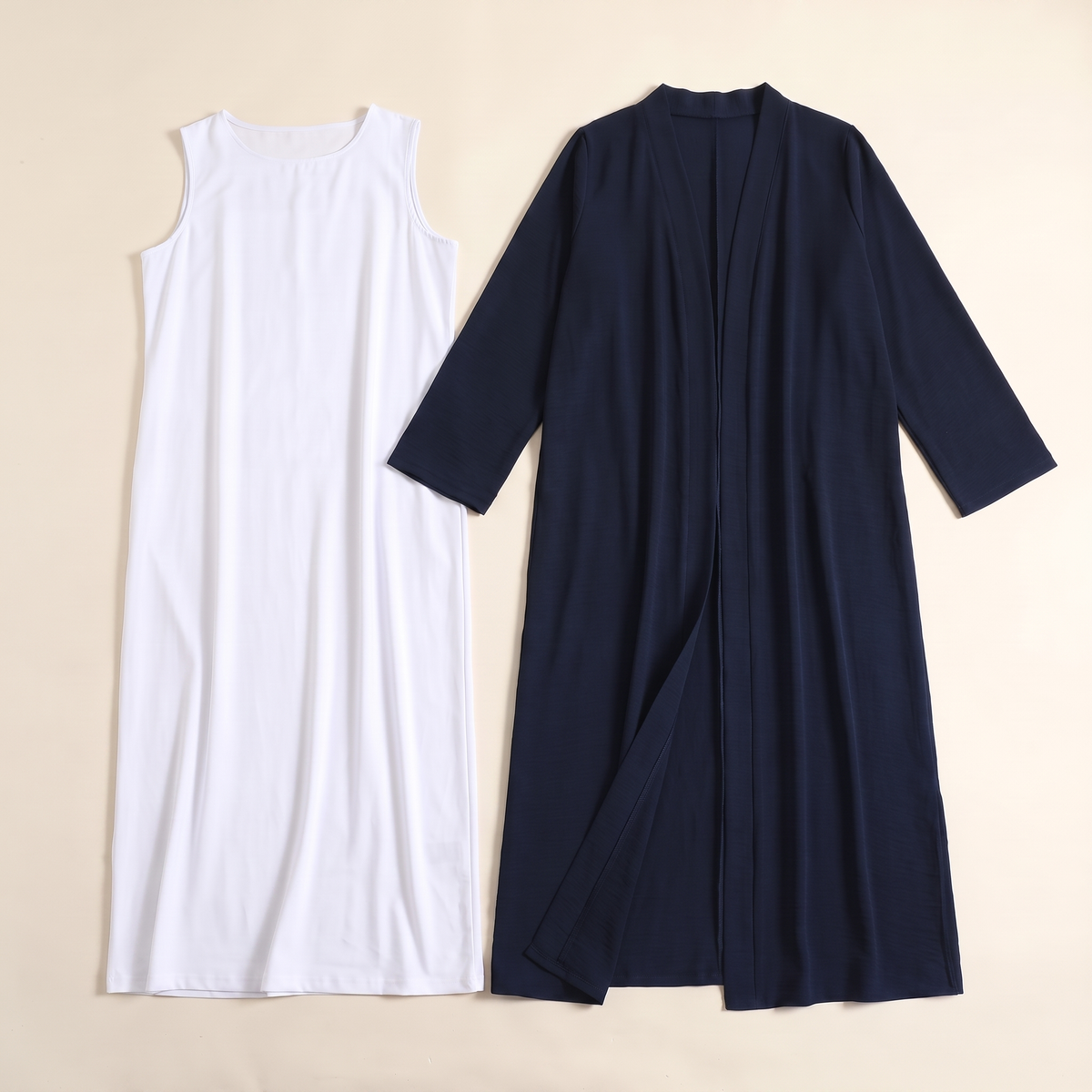 Everyday Two-Piece Open Abaya Set – Navy
