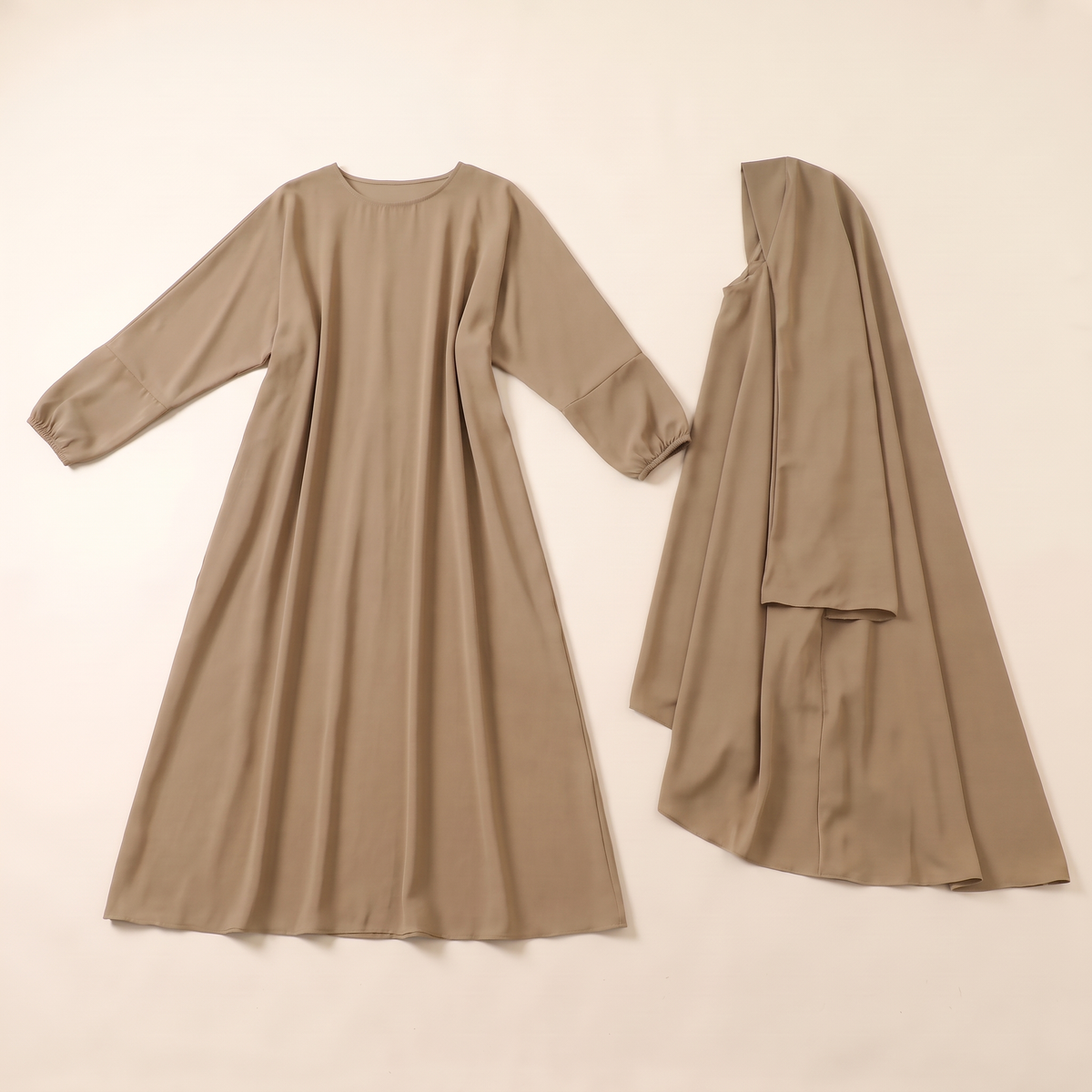 Khimar and Abaya Two-Piece Prayer Set – Khaki