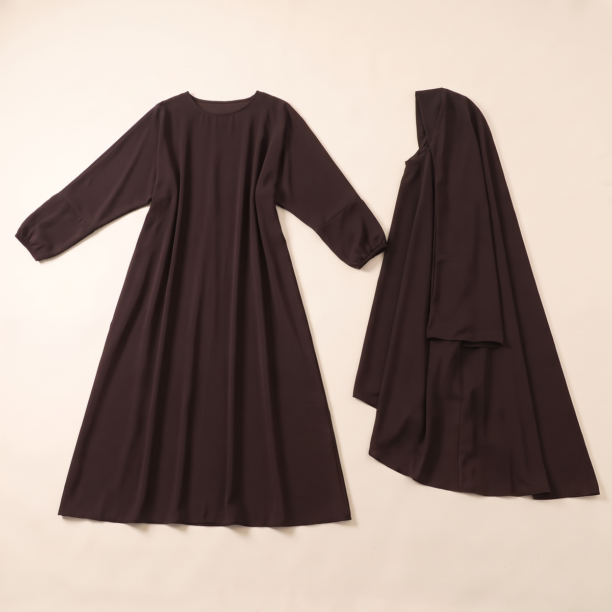 Khimar and Abaya Two-Piece Prayer Set – Dark Coffee