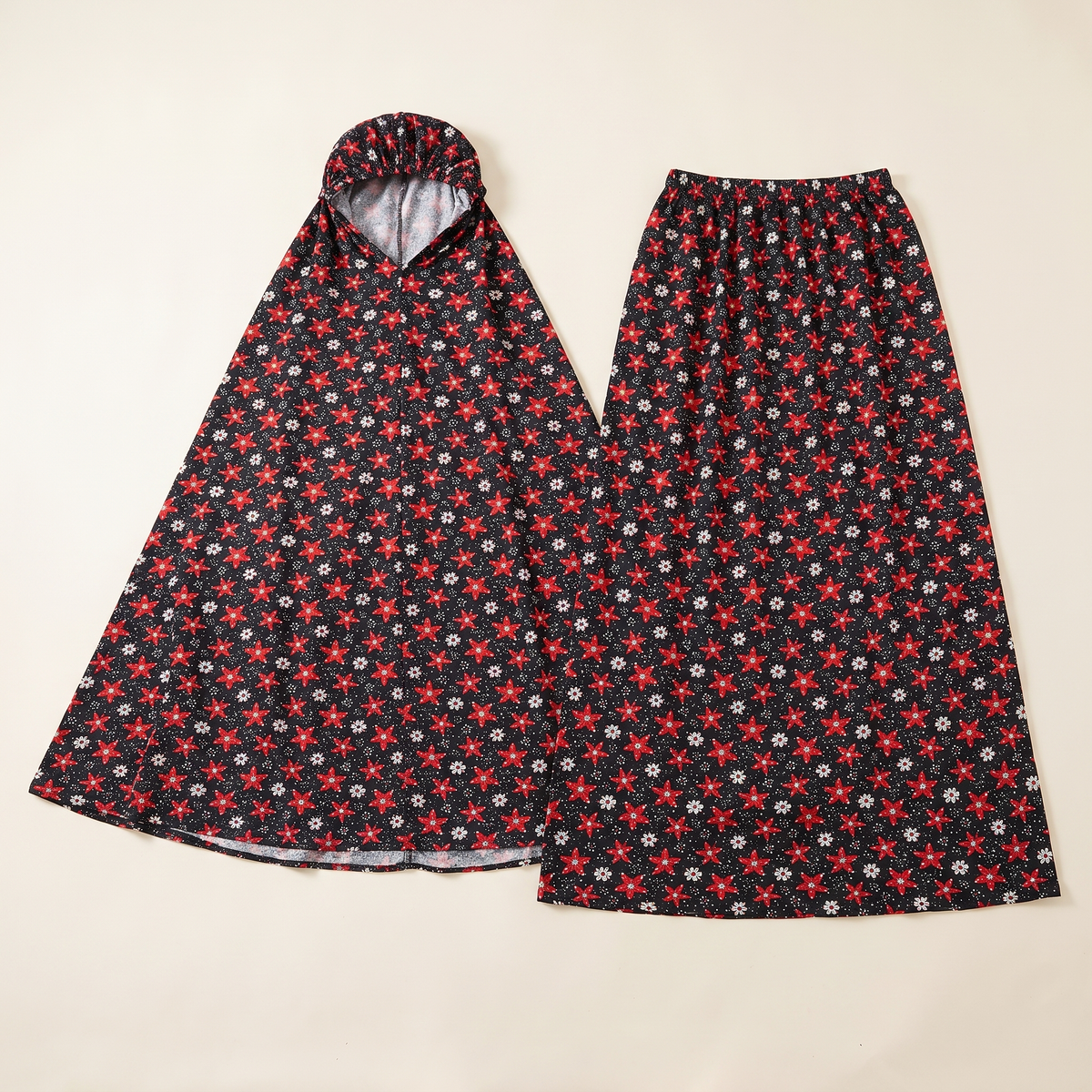 Floral Two-Piece Khimar Prayer Set – Black Ditsy Floral