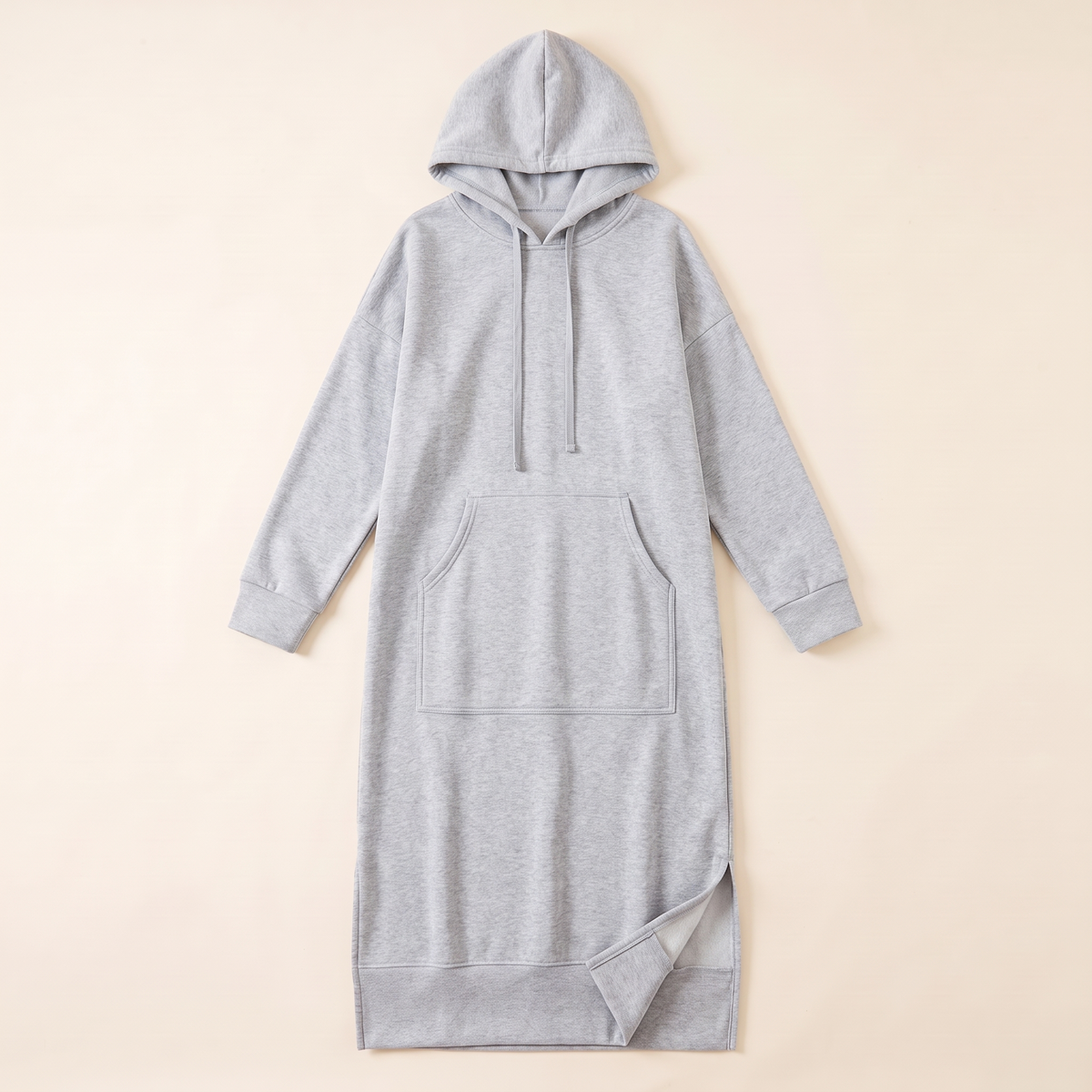 Hooded Jogging Maxi Dress – Light Grey