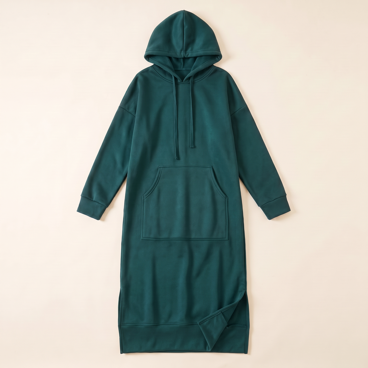 Hooded Jogging Maxi Dress – Teal Green