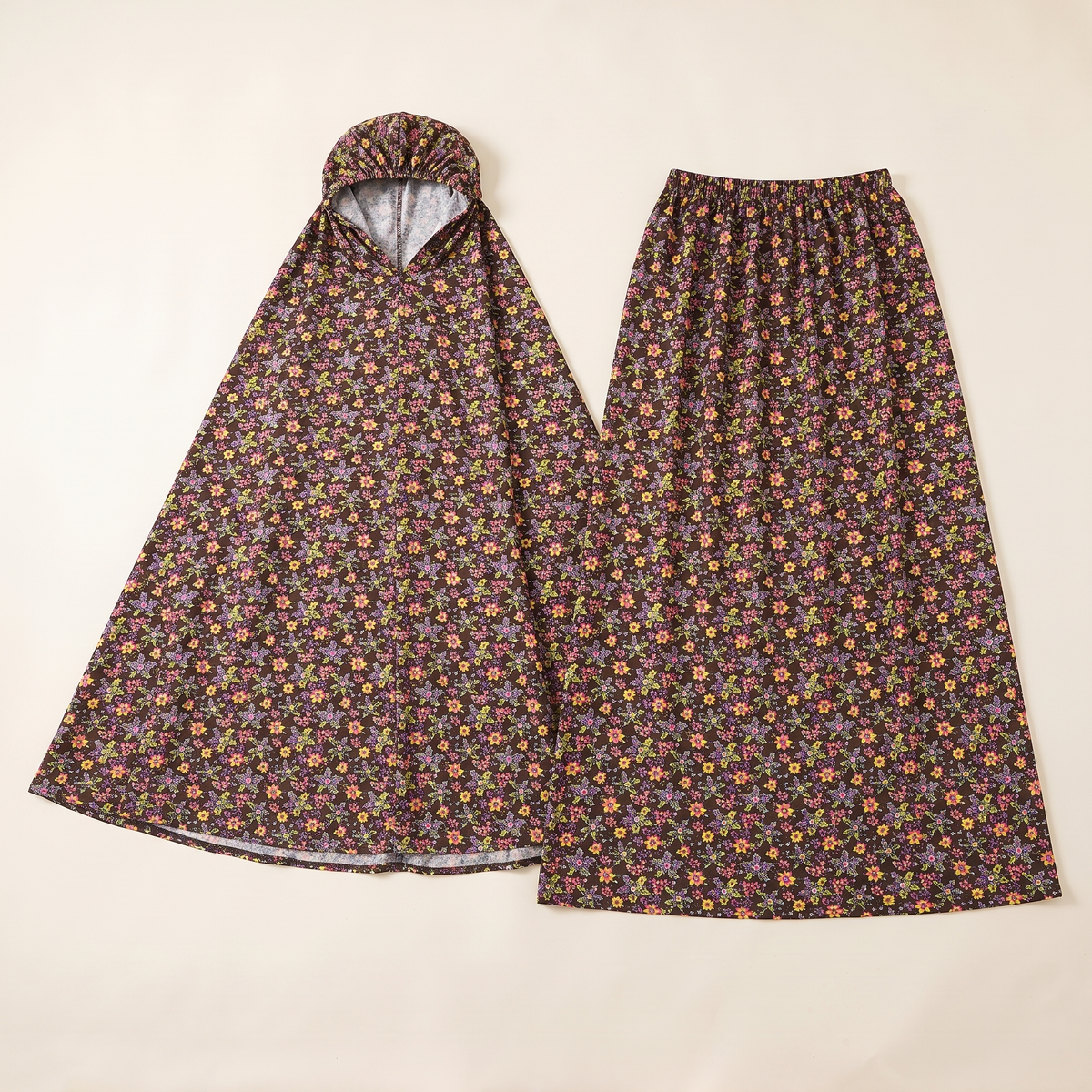 Floral Two-Piece Khimar Prayer Set – Brown Floral
