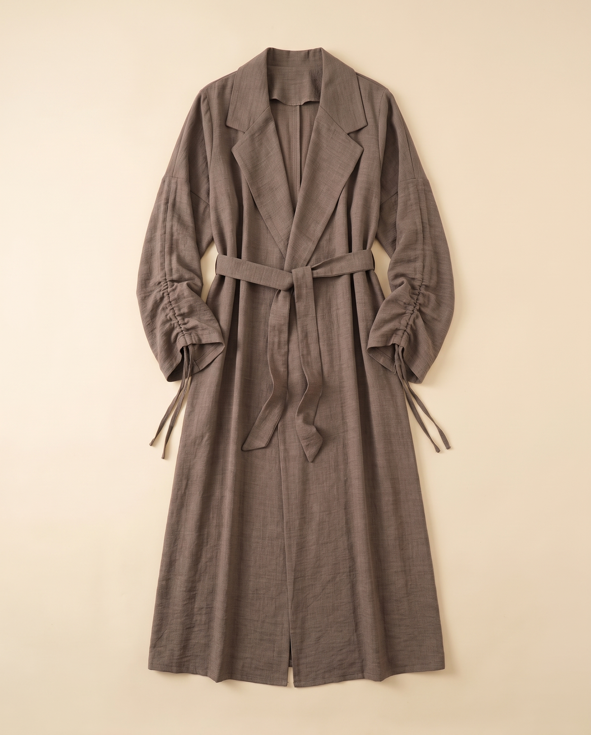 Lapel Open Abaya – Khaki