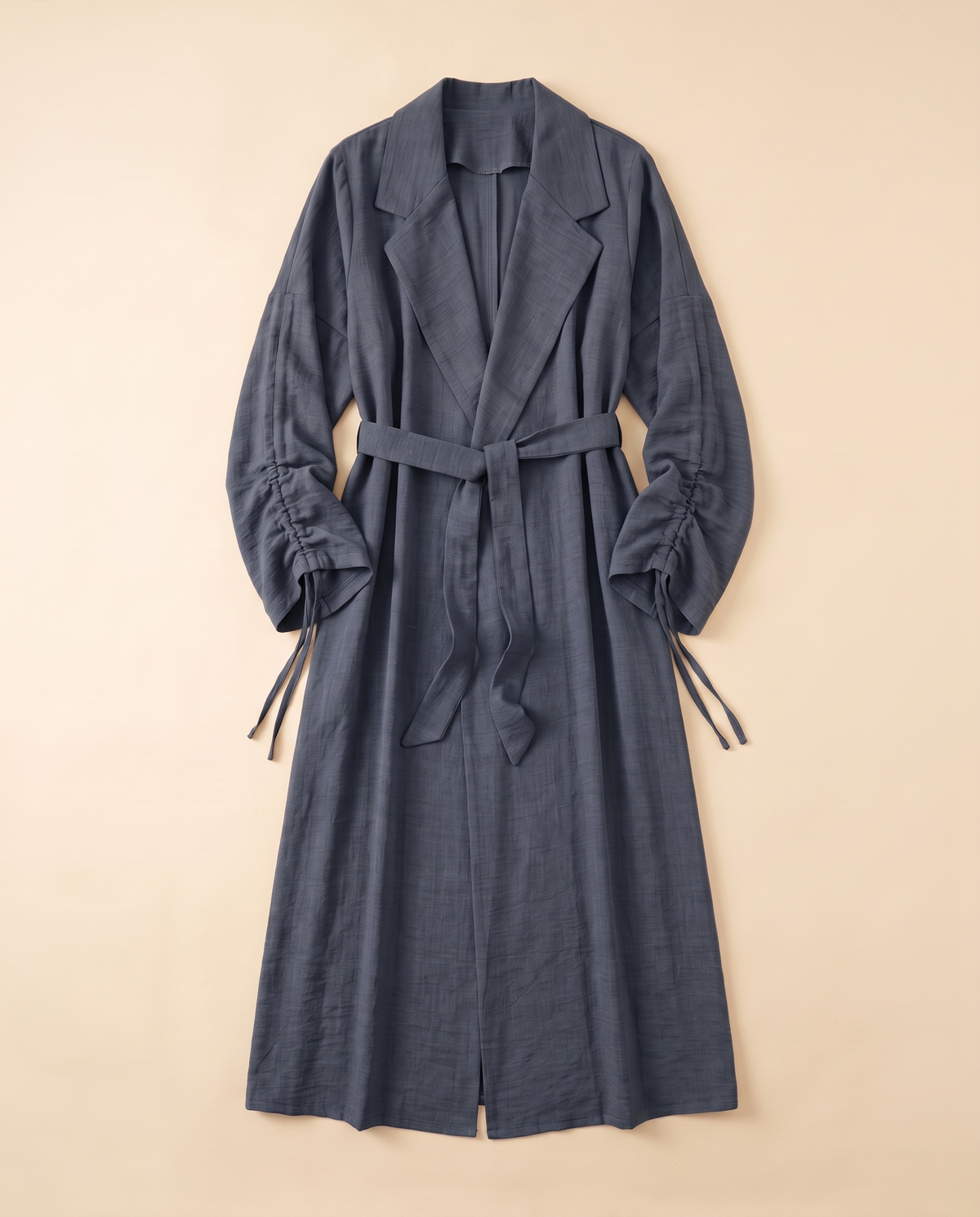Lapel Open Abaya – Blue Grey