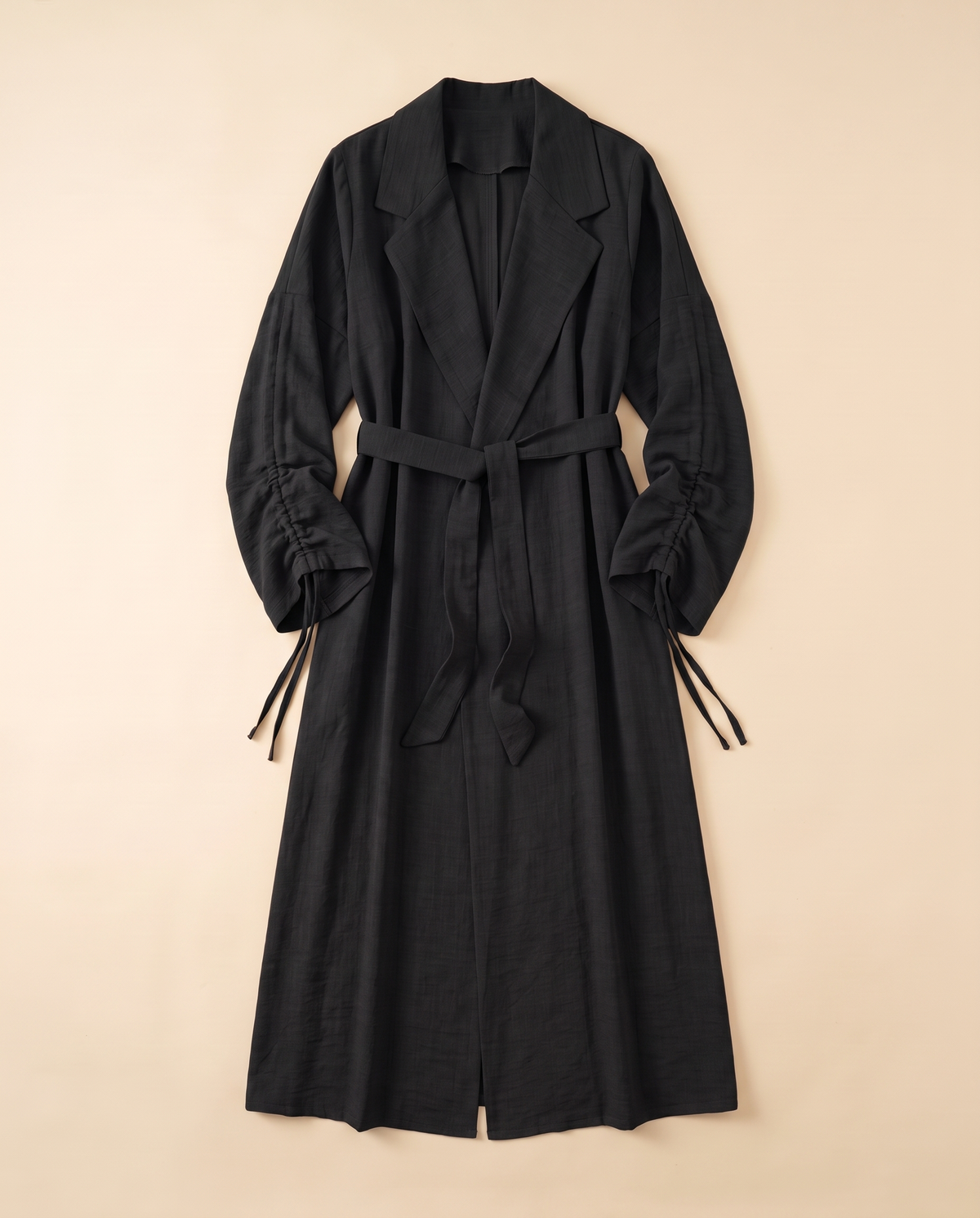 Lapel Open Abaya – Black