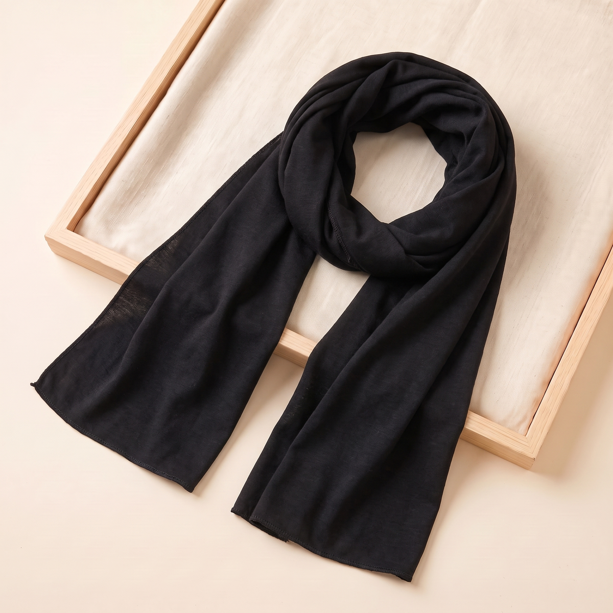 Long Jersey Hijab Wrap – Black
