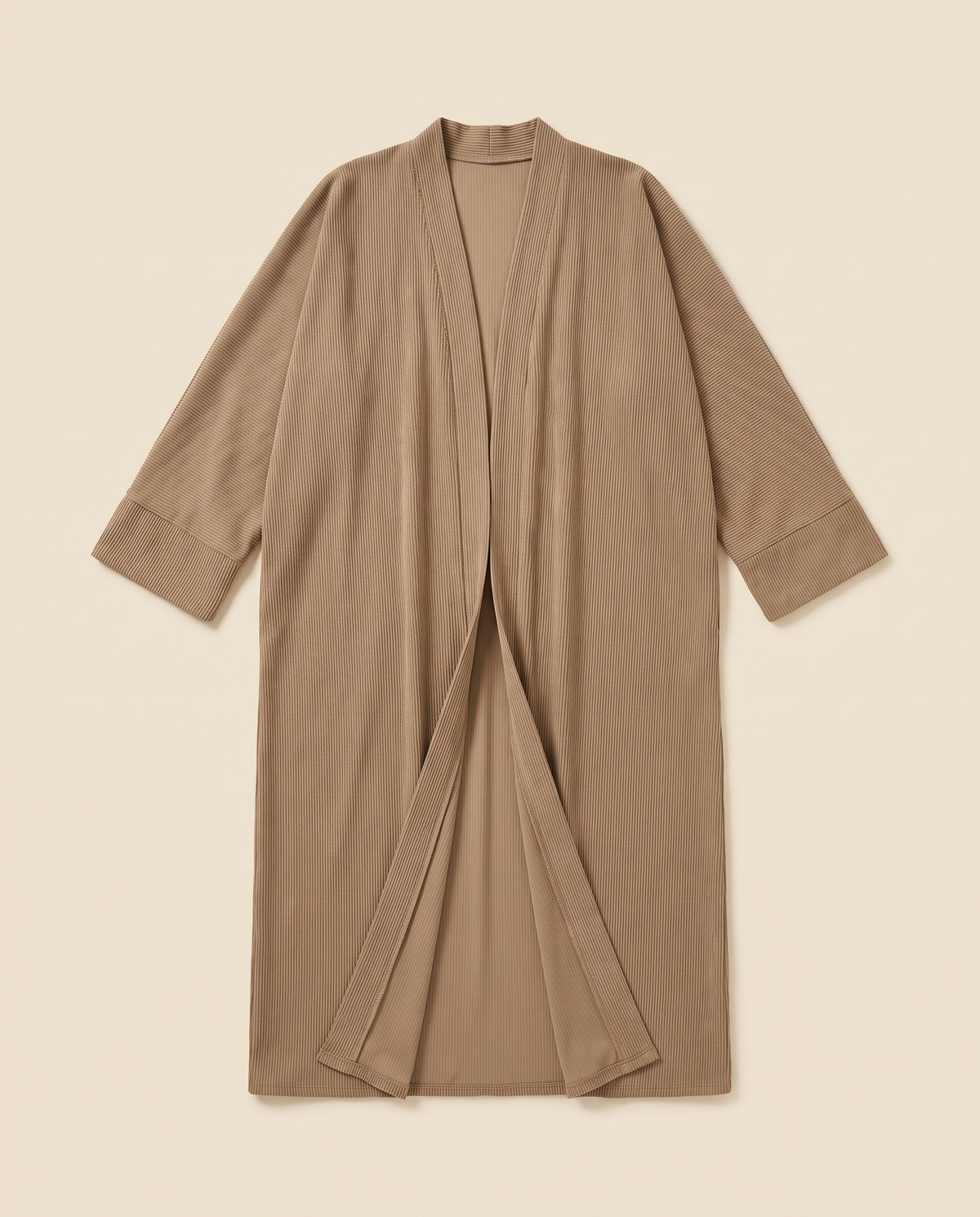 Loose-Fit Open Abaya in Soft Neutrals – Khaki