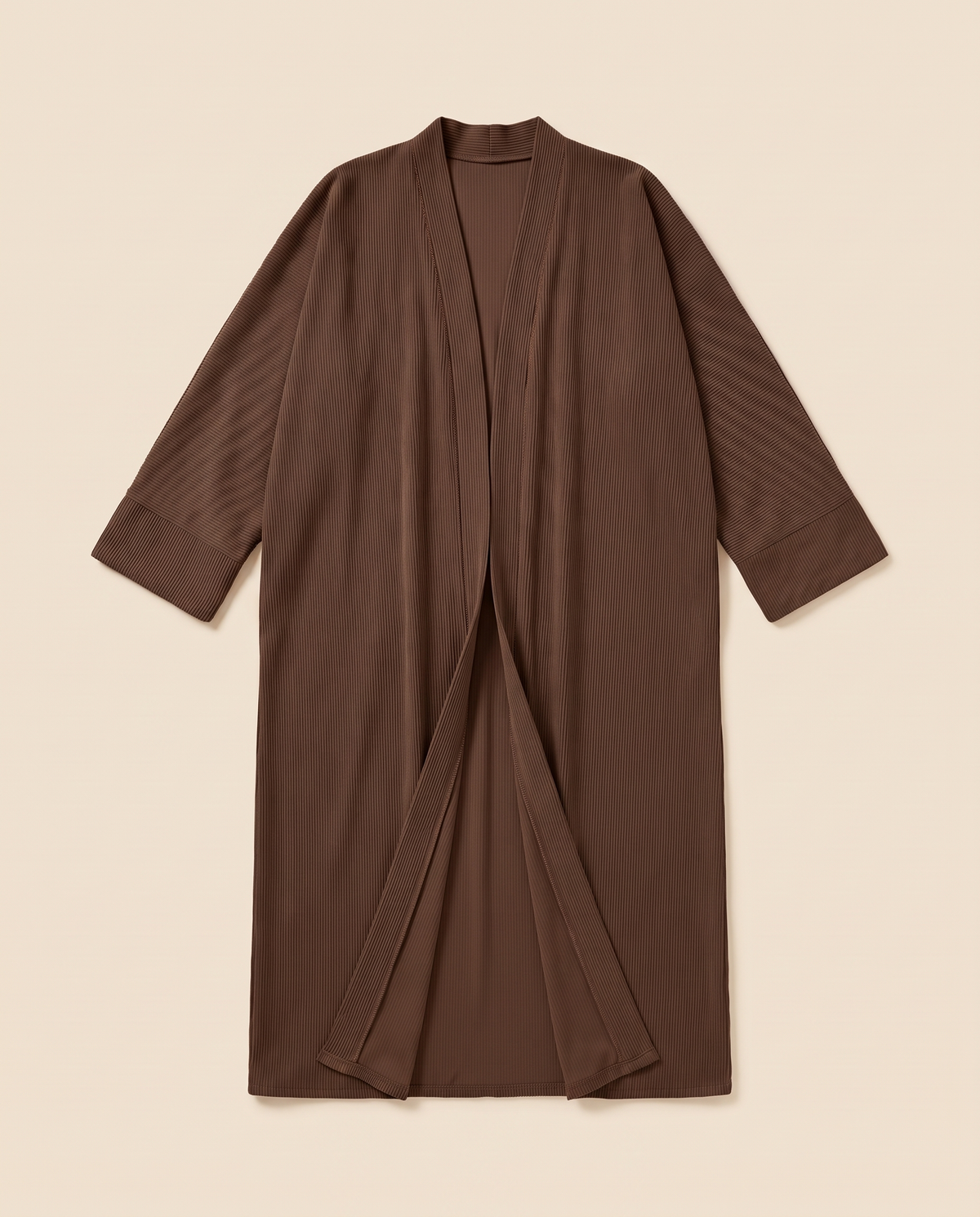 Loose-Fit Open Abaya in Soft Neutrals – Dark Brown