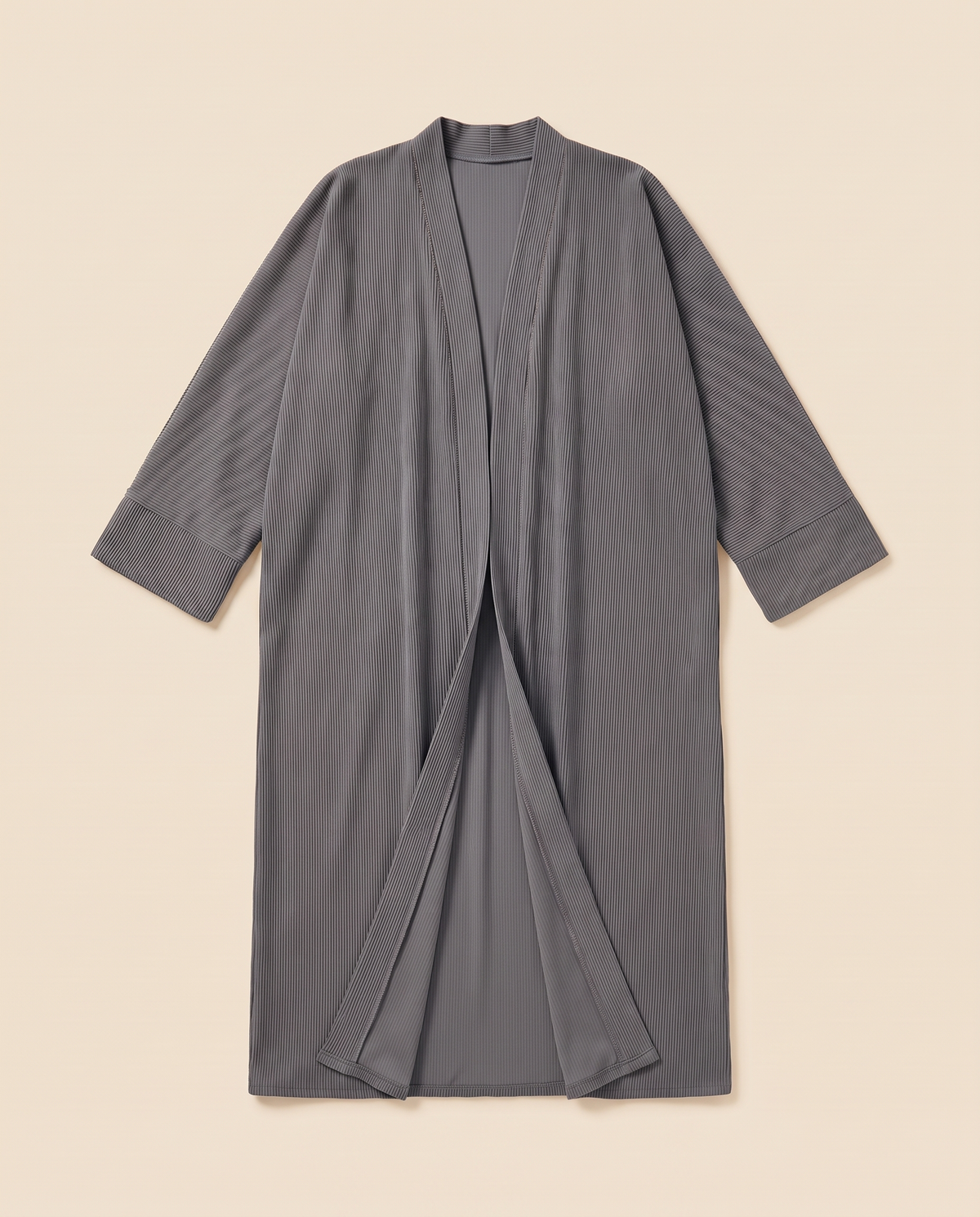 Loose-Fit Open Abaya in Soft Neutrals – Grey
