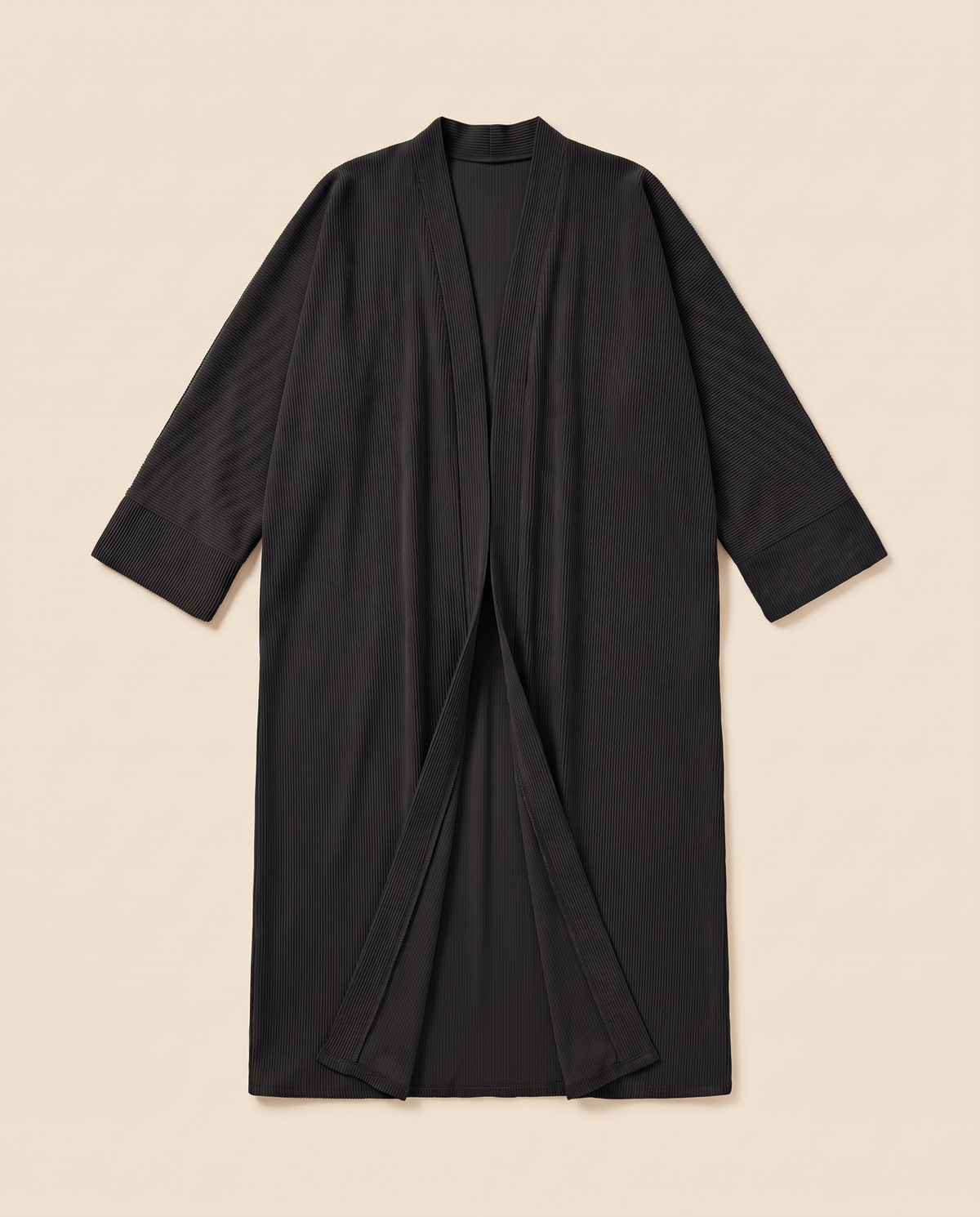 Loose-Fit Open Abaya in Soft Neutrals – Black