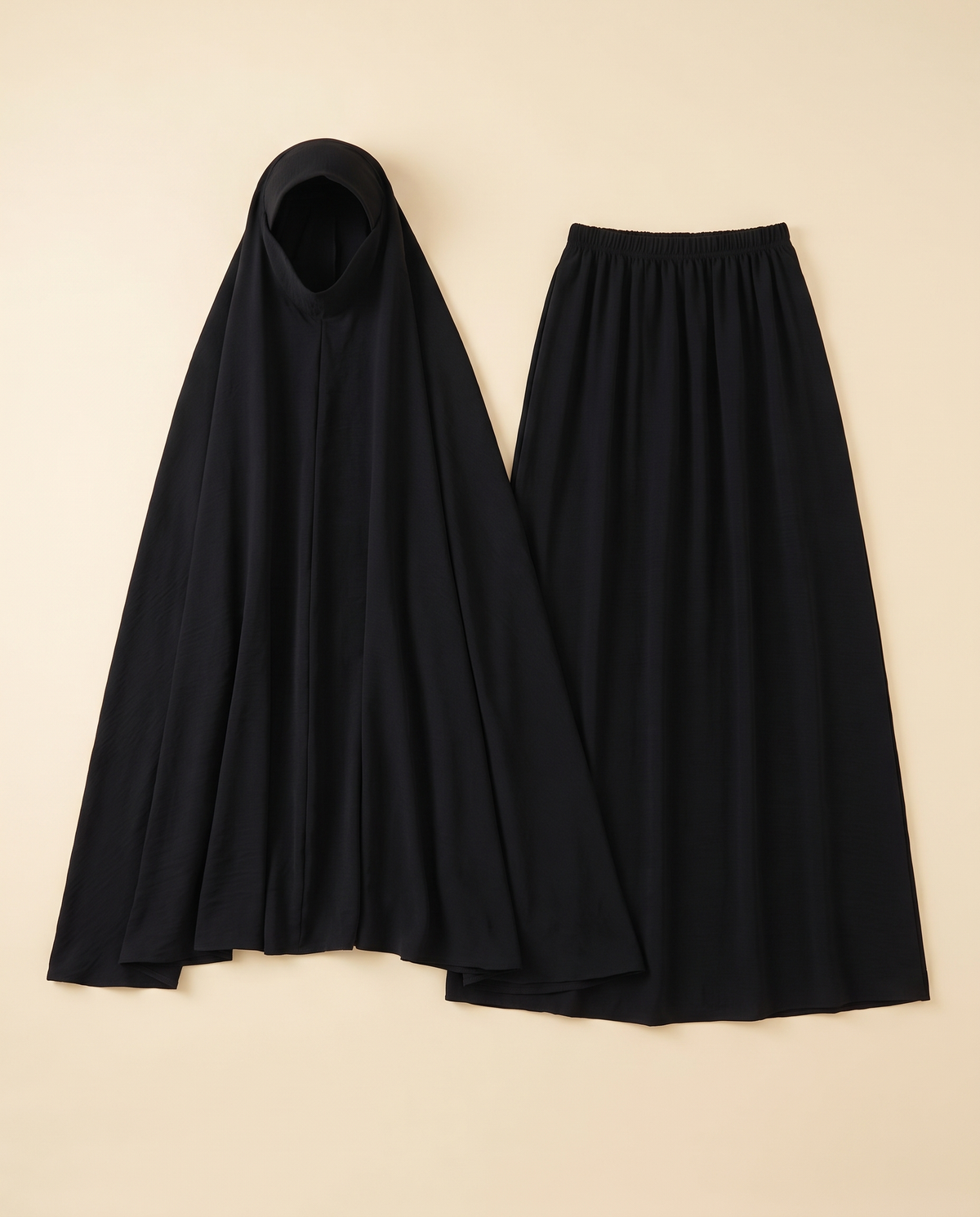 Long Khimar and Skirt Prayer Set – Black