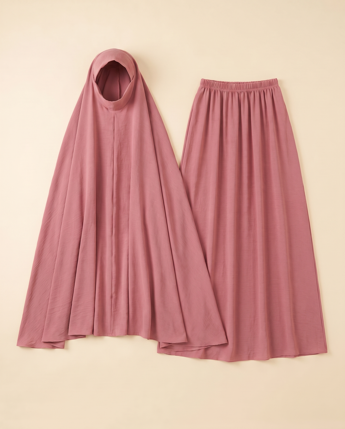 Long Khimar and Skirt Prayer Set – Pink